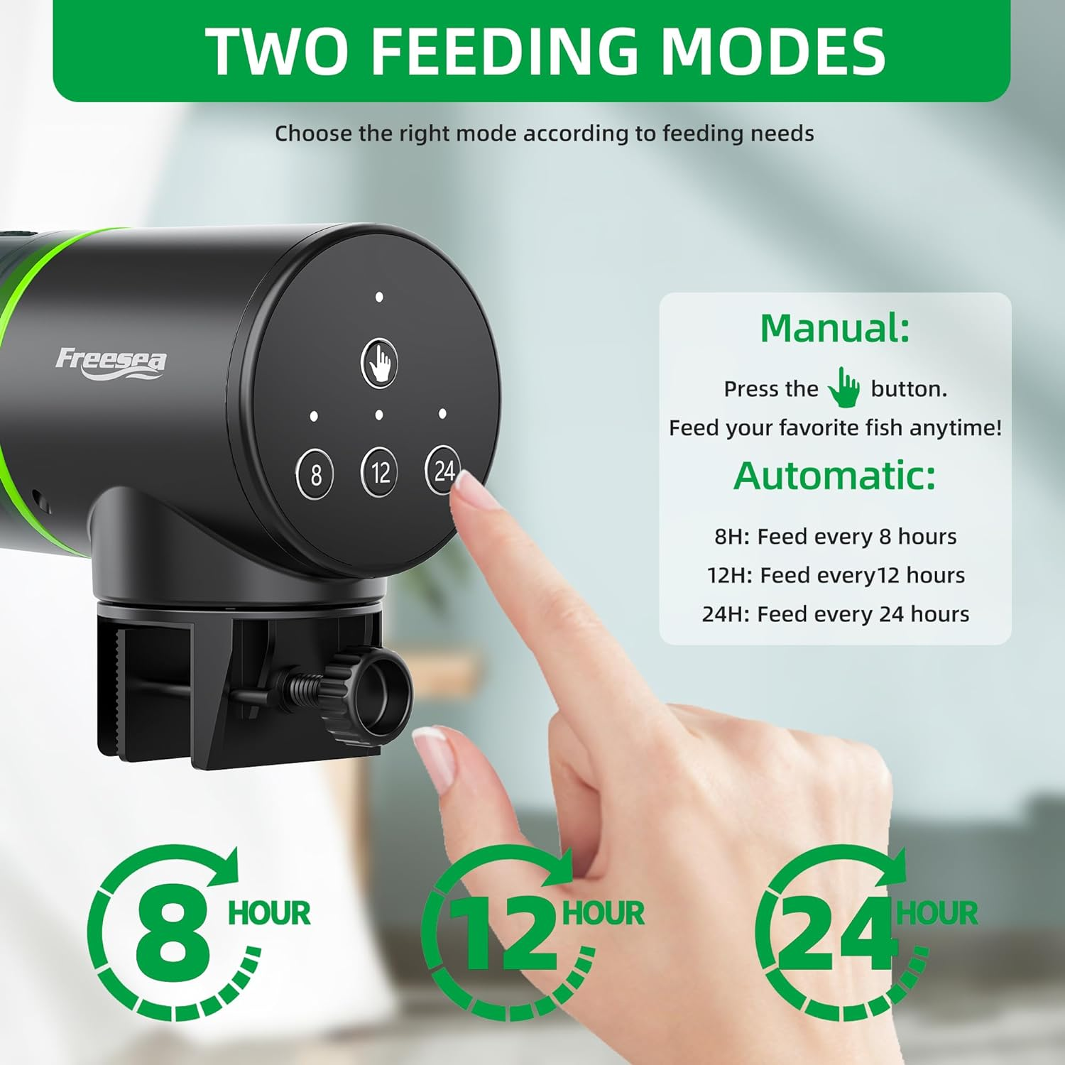 FREESEA Aquarium Automatic Fish Feeder: Vacation Timer Feeder for Fish Tank Electric Adjustable Auto Fish Food Dispenser 0.05 Gal & Two Fixed Methods image number 6