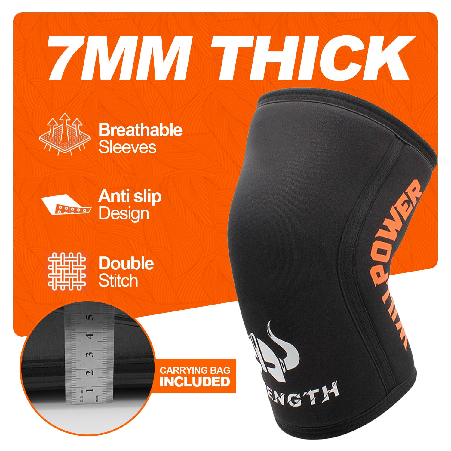 Knee Brace,1 Pack 7Mm Neoprene Sports Kneepads Knee Support Compression Weightlifting Pressured Crossfit Training Knee Pads Knee Sleeves Support Women Men H HOME-MART (Black, L) image number 3