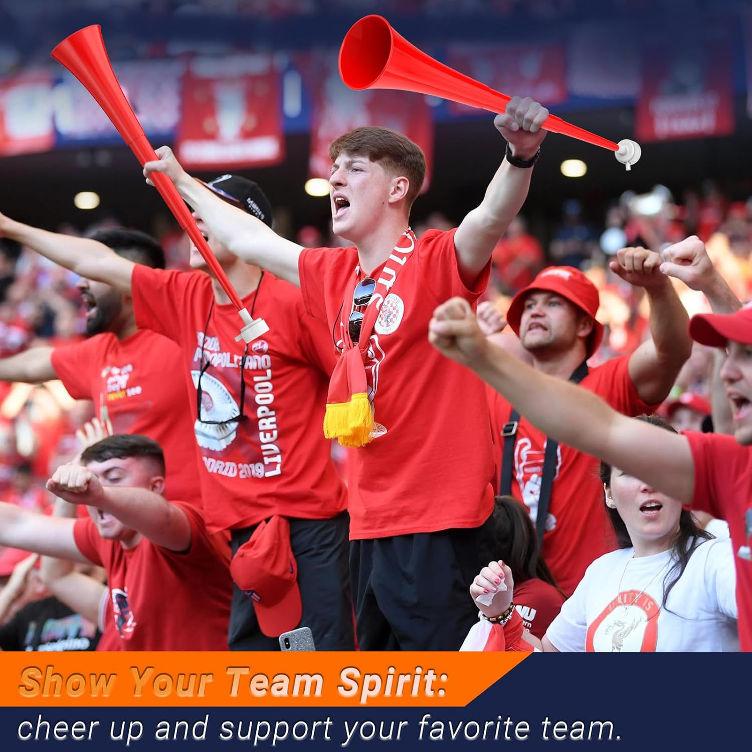 Collapsible Stadium Horn 24 Inch Vuvuzela Plastic Trumpet Horn Blow Horn Noisemakers Loud Sound Soccer Horn Cheer Horn for Sporting Events Graduation Games School Party Supplies Favors Accessories image number 5