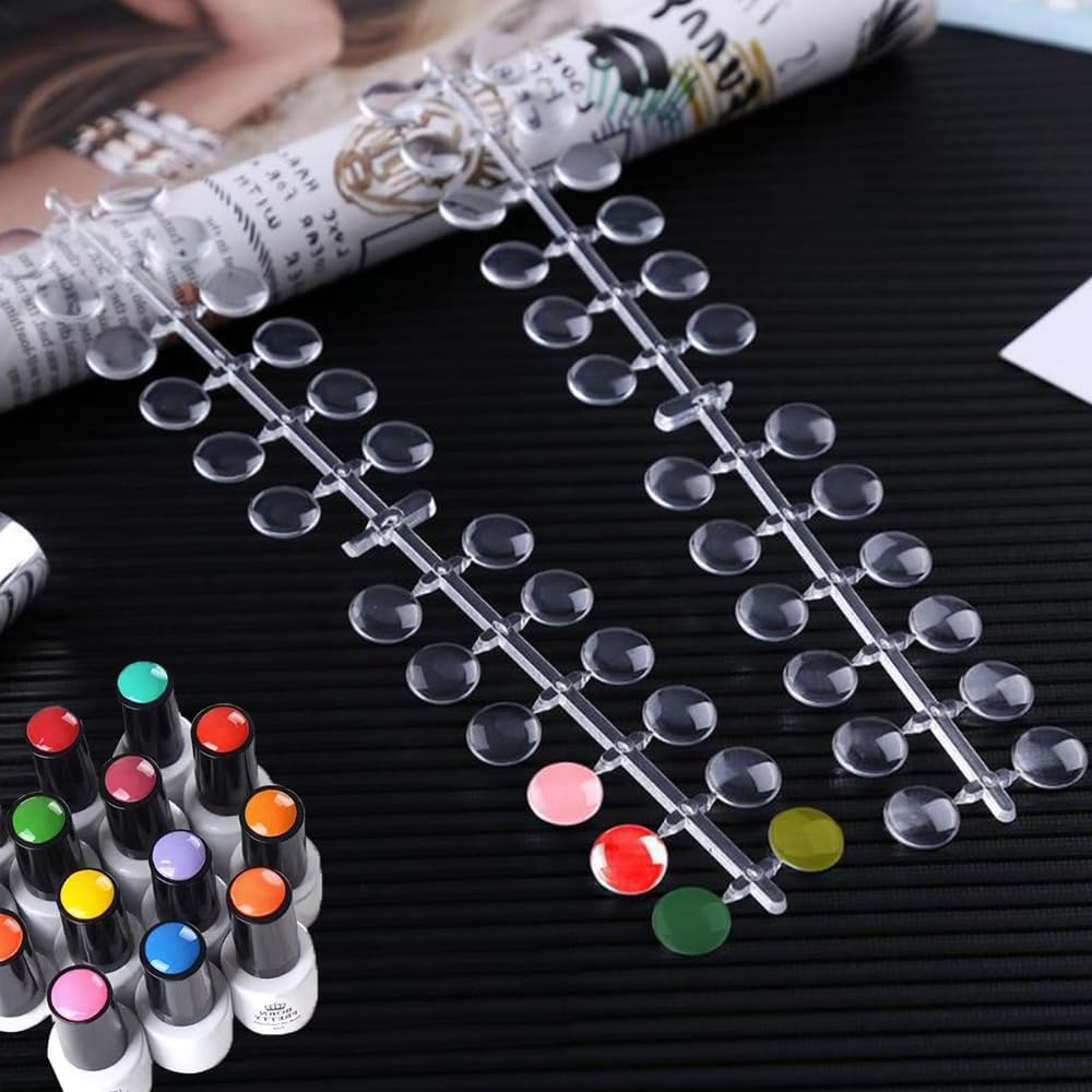 Lymizhuo 120Pcs Clear round False Nail Display Tips with Adhesive &ndash; Nail Swatch Sticks for Polish Color Chart, DIY Training & Practice Nails image number 5