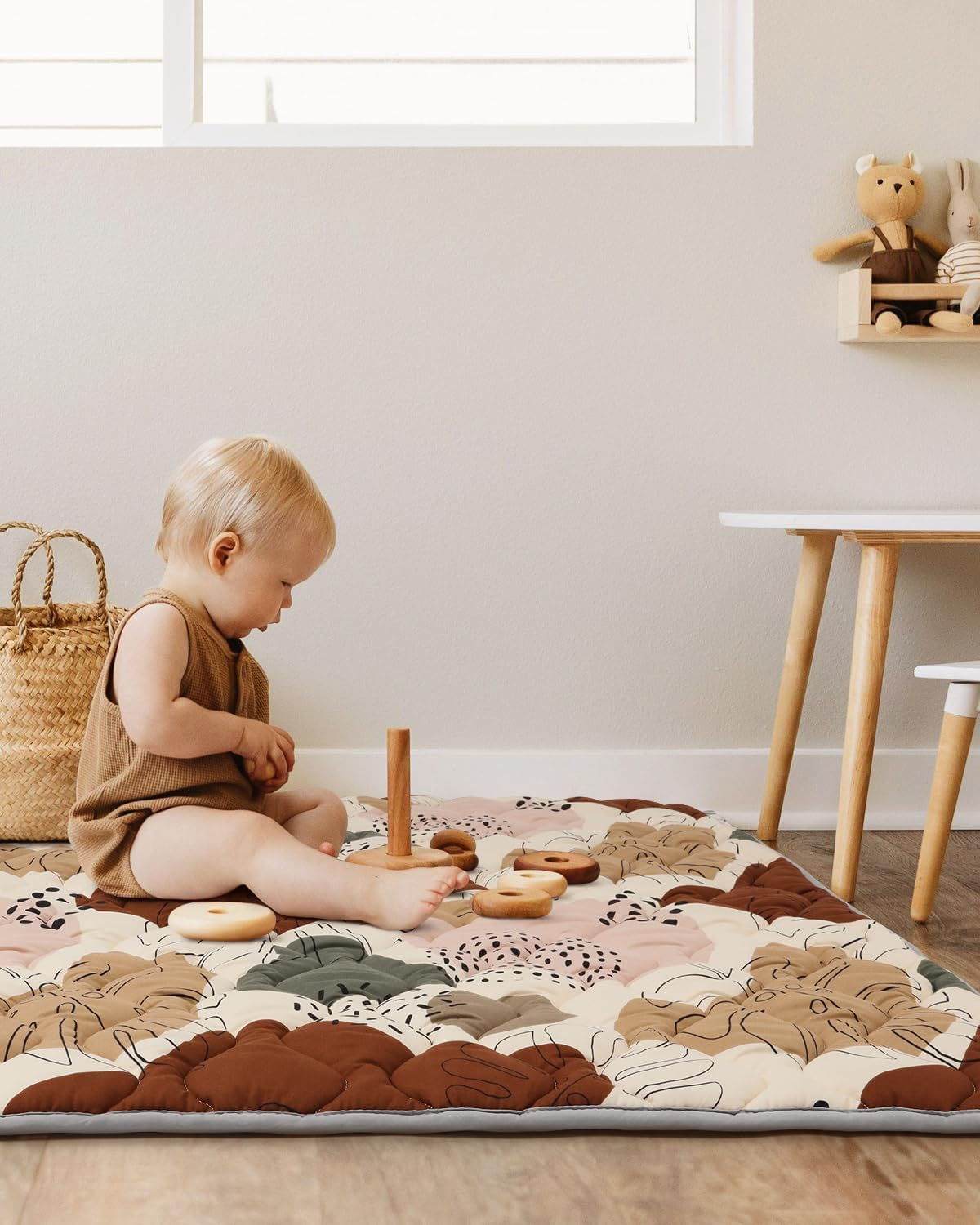 Large Baby Play Mat for Floor, 200&times;180Cm（79X71Inch Play Mats for Playpen, Thicken Soft Padding Foam Playmats for Babies, Foldable Baby，Baby Crawling Mat, Boho Design image number 3