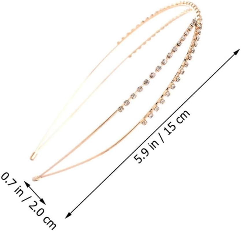 Mikinona 2Pcs Jewelled Headband Rhinestone Women Headband Shiny Bead Hair Bridal Hair Accessories image number 5