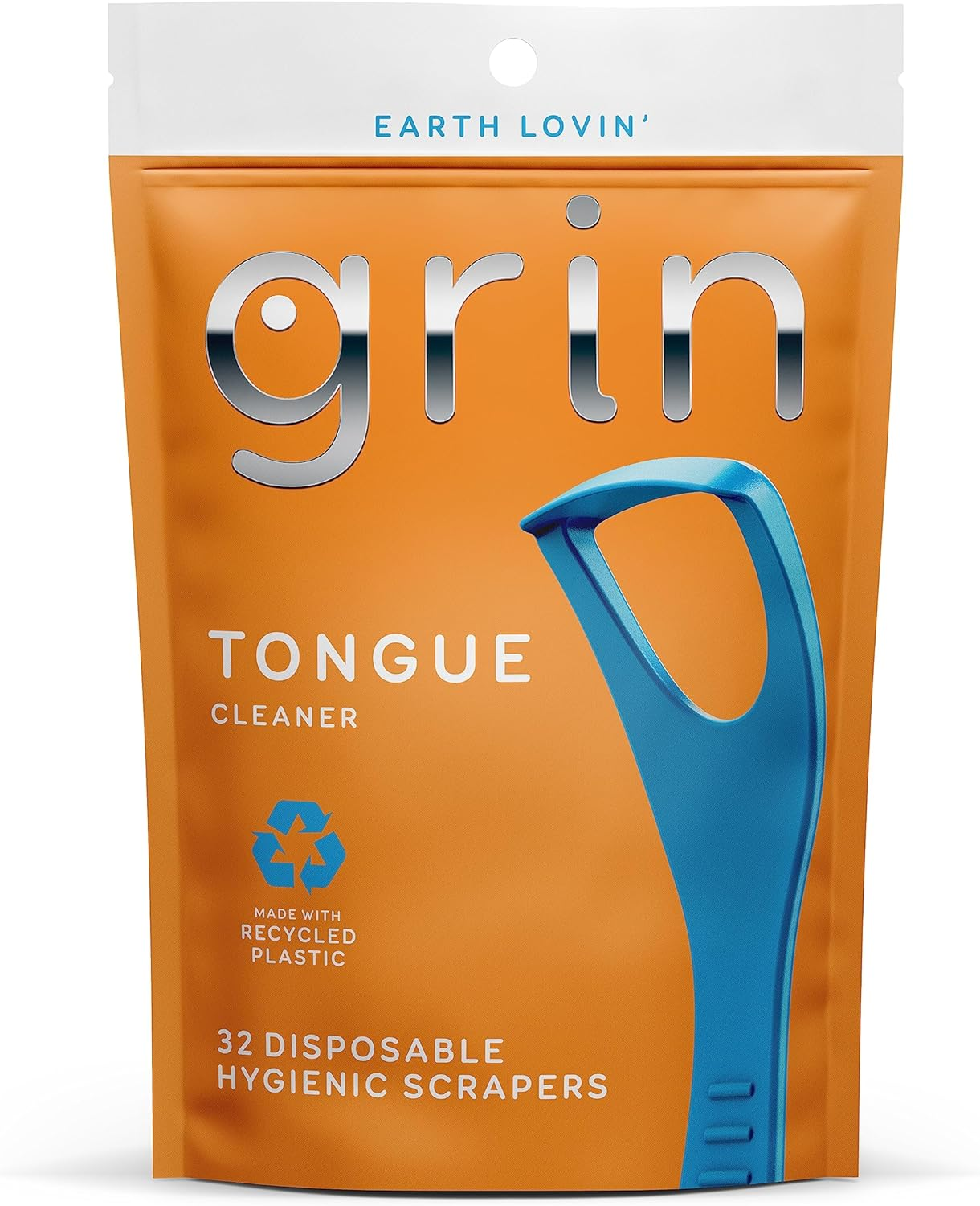 GRIN Tongue Cleaner, 32 Count, Disposable Tongue Cleaner, Hygienic Scraper, Recycled Plastic, Clean Tongue, Promote Fresh Breath, Includes Safe Fold- Back Tooth Pick image number 6