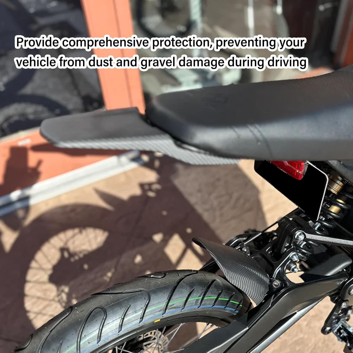 Motorcycle Front Rear Mud Guard, High Strength Rear Wheel Cushion Mud Guard, Dirt Protector Cushion Mudguard Shock Flap for Sur‑Ron Light Bee X S, Comprehensive - Black image number 2