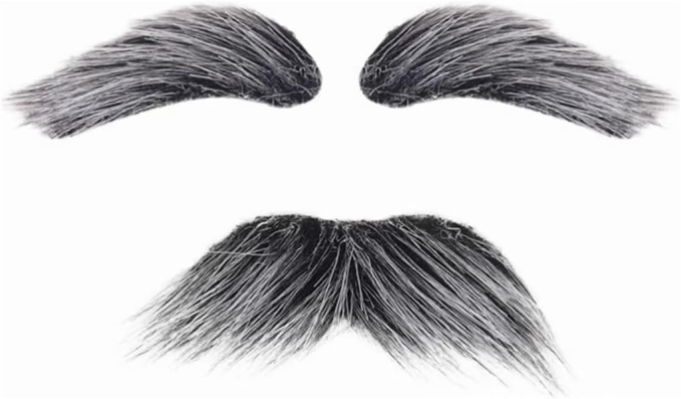 Degpum Old Man Costume for 100 Day of School Grandpa Costume Accessories Glasses with Gray Stick on Fake Mustache & Eyebrows Halloween Costume Set image number 6