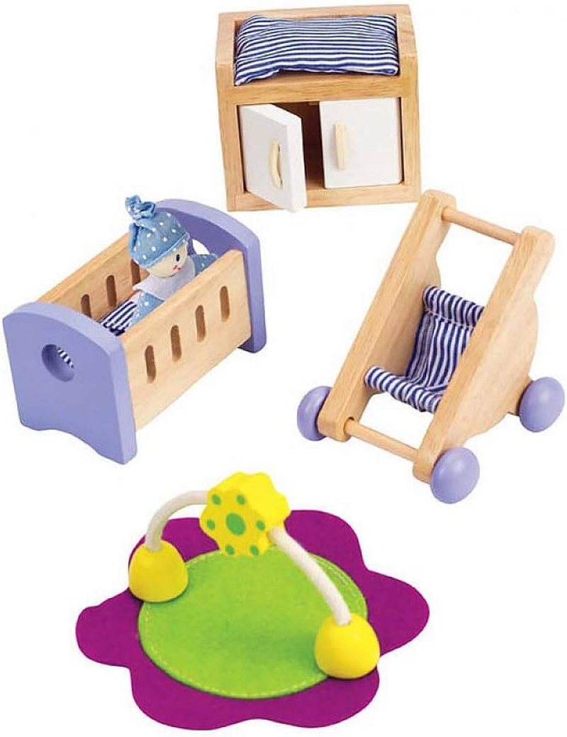 Hape Baby Nursery Dollhouse Furniture Set - Miniature Baby Room with Crib and Accessories - Kids Pretend Play Doll House Collection image number 3