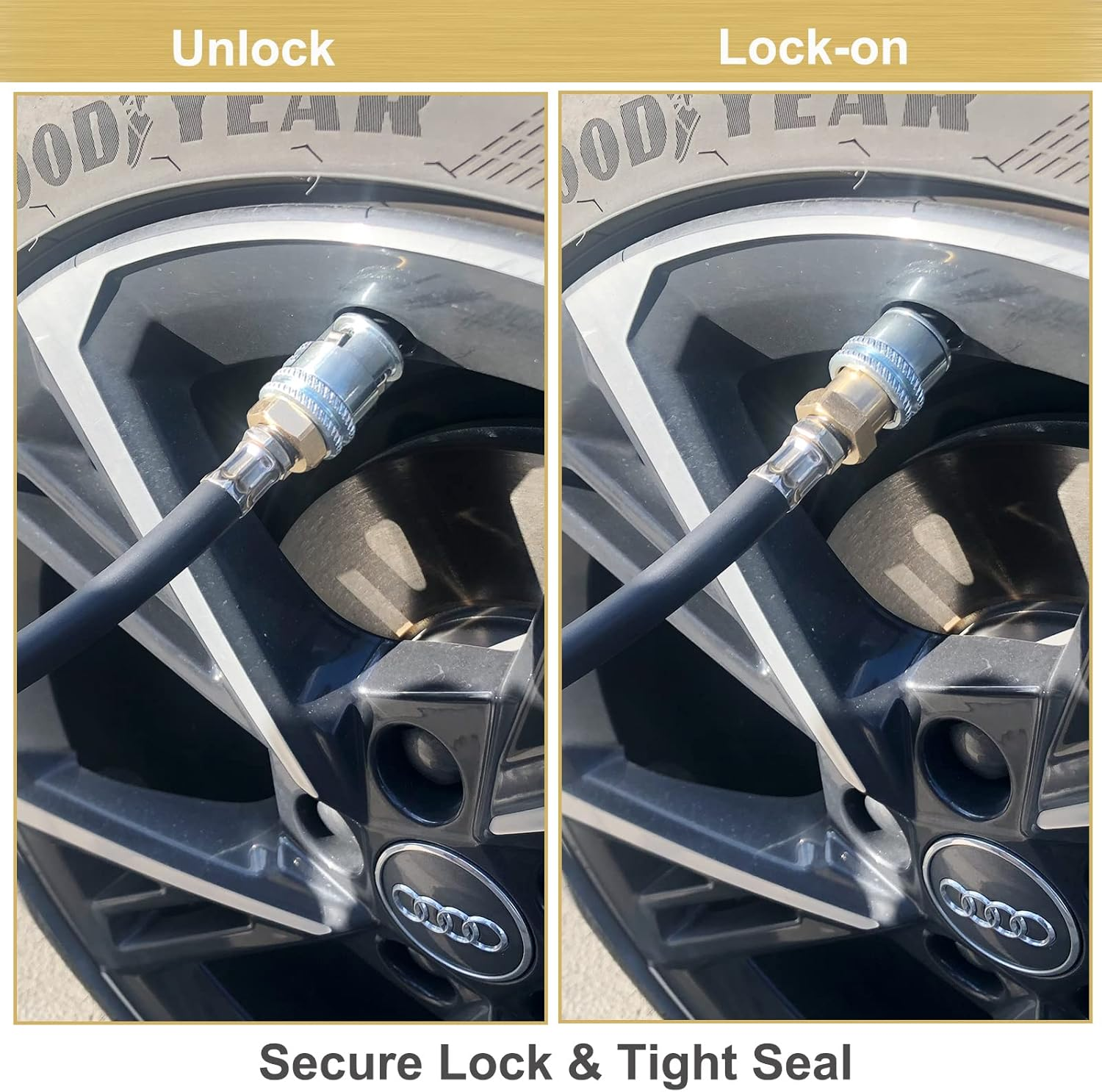 GODESON Lock on Air Chuck, 1/4FNPT Closed Flow Brass Tire Chuck, 2 Pack image number 2