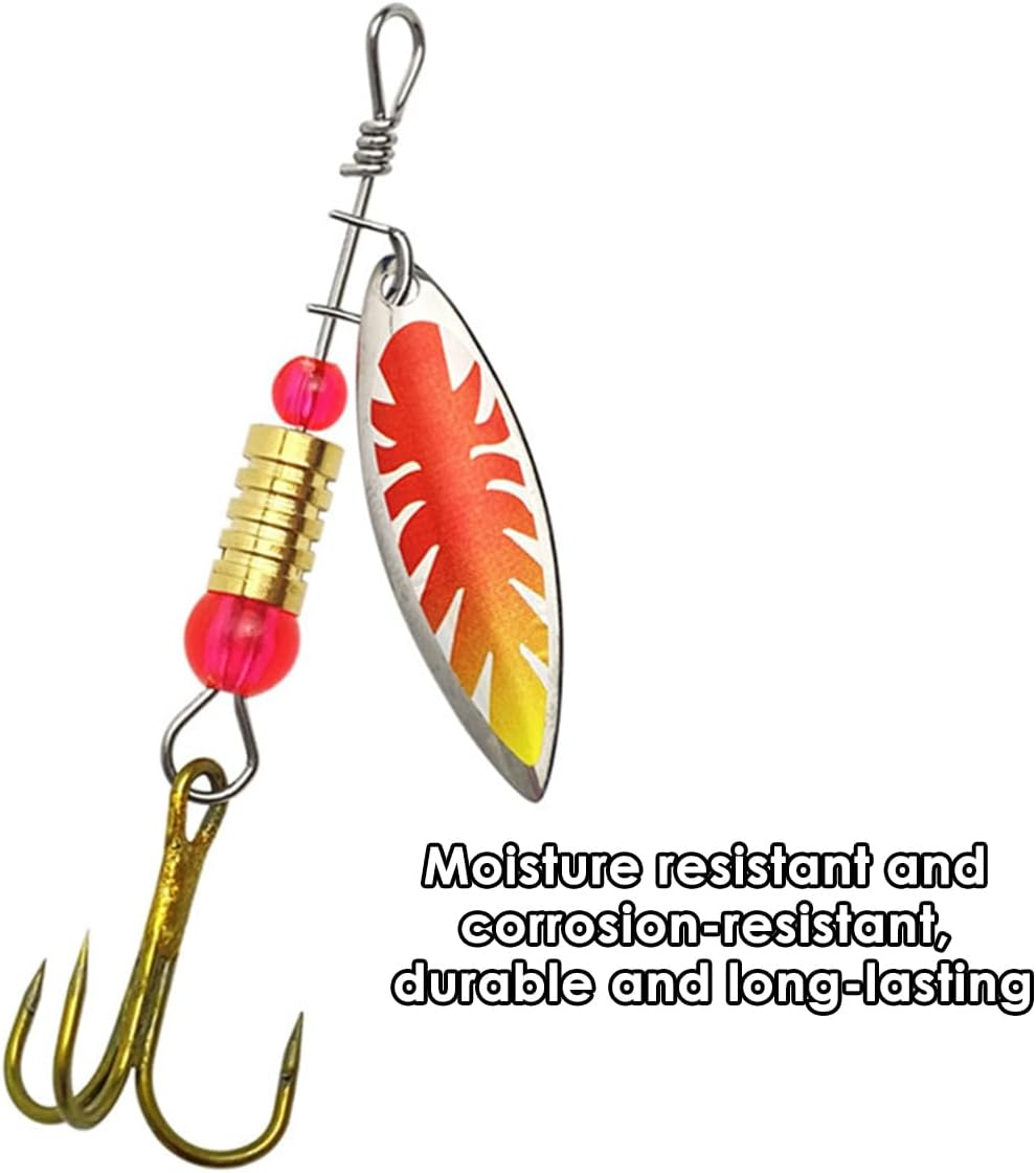 AIMALL 30PCS Spinner Fishing Lure Set with Treble Hooks 2.4In Metal Spoon Baits for Bass Trout Salmon Pike &ndash; Random Colourful Patterns in Tackle Box image number 2