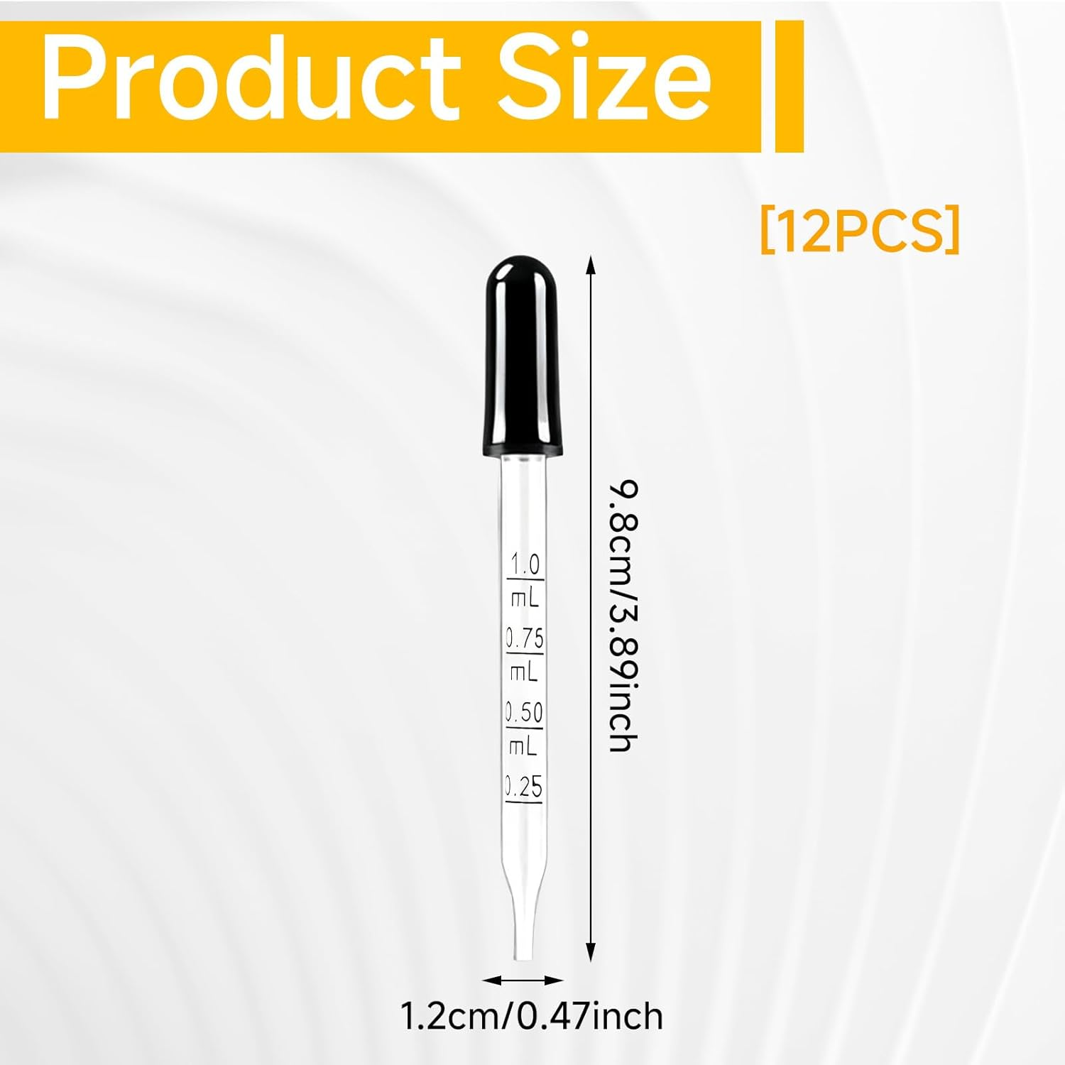12 Pcs Glass Dropper Pipette, Straight Tip Calibrated Eye Dropper with Black Rubber Bulb 1Ml Precise Liquid Transfer Tool, Essential Oils Crafts Skincare Nutrient Liquid Laboratory Use image number 3