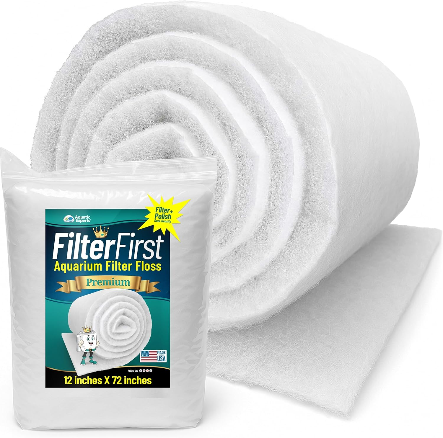 Aquarium Filter Pad - Premium True Dual Density 12" by 72" by 3/4 to 1" Aquarium Filter Media Roll for Crystal Clear Water image number 3