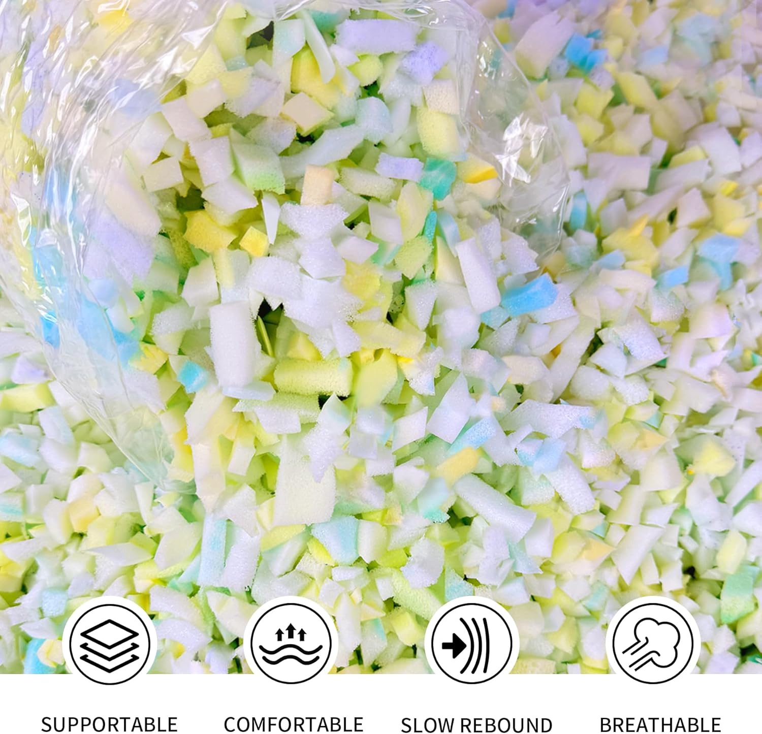 Jecqbor 10Lbs Bean Bag Filling,Bean Bag Filler,Shredded Memory Foam for Bean Bag Chair Stuffing, Real Memory Foam Filler, Memory Foam Stuffing for Bean Bag Sofa, Bean Bags, Dog Beds image number 4