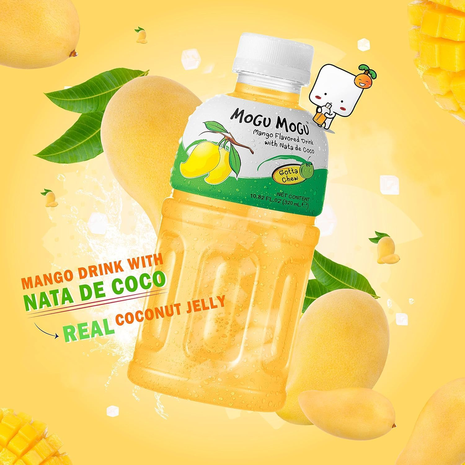 Mogu Mogu Tropical Delight Zero Sugar Drink with Nata De Coco | Refreshing Fruity Asian Drinks | Chewy Jelly Pieces | Healthy Sugar-Free Mogu Mogu Drink | Nata De Coco Drinks | 320Ml Bottle image number 2
