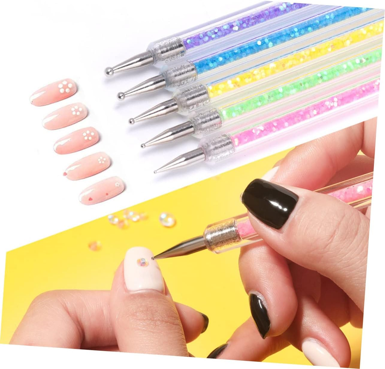 CANIGHT 1Set Dual- Nail Art Pens Wear-Resistant Nail Brushes for Creative Designs Double- Tools for Manicure image number 6