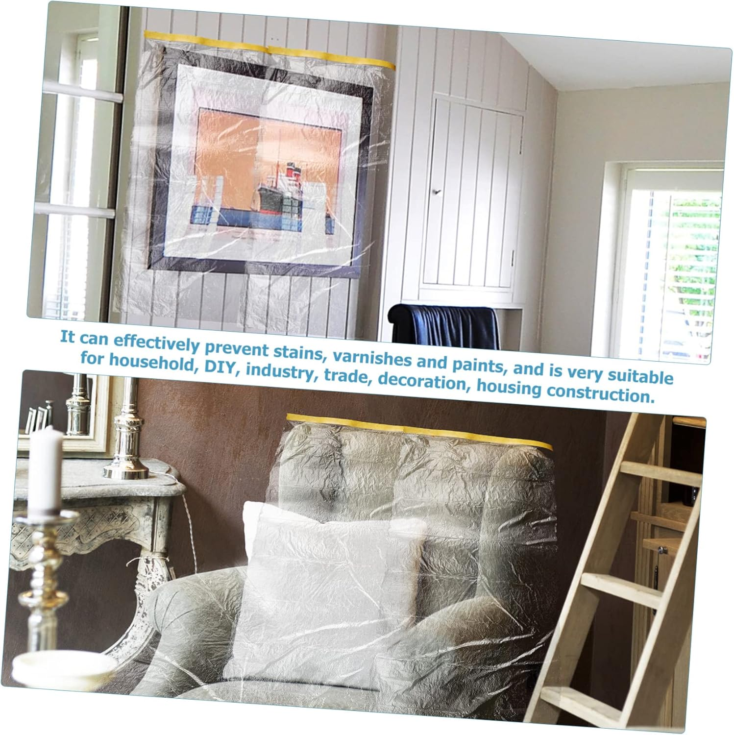 6Rolls Self-Adhesive Masking Tape Film Covering Films for Art Painting Automotive Furniture Protection