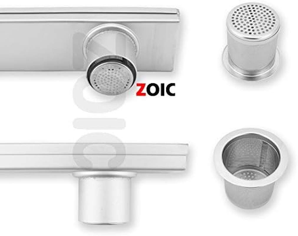 ZOIC Linear Stealth Tile Insert Floor Grate Bathroom Shower Waste Drain-304 Stainless Steel Side Outlet (700MM) image number 1