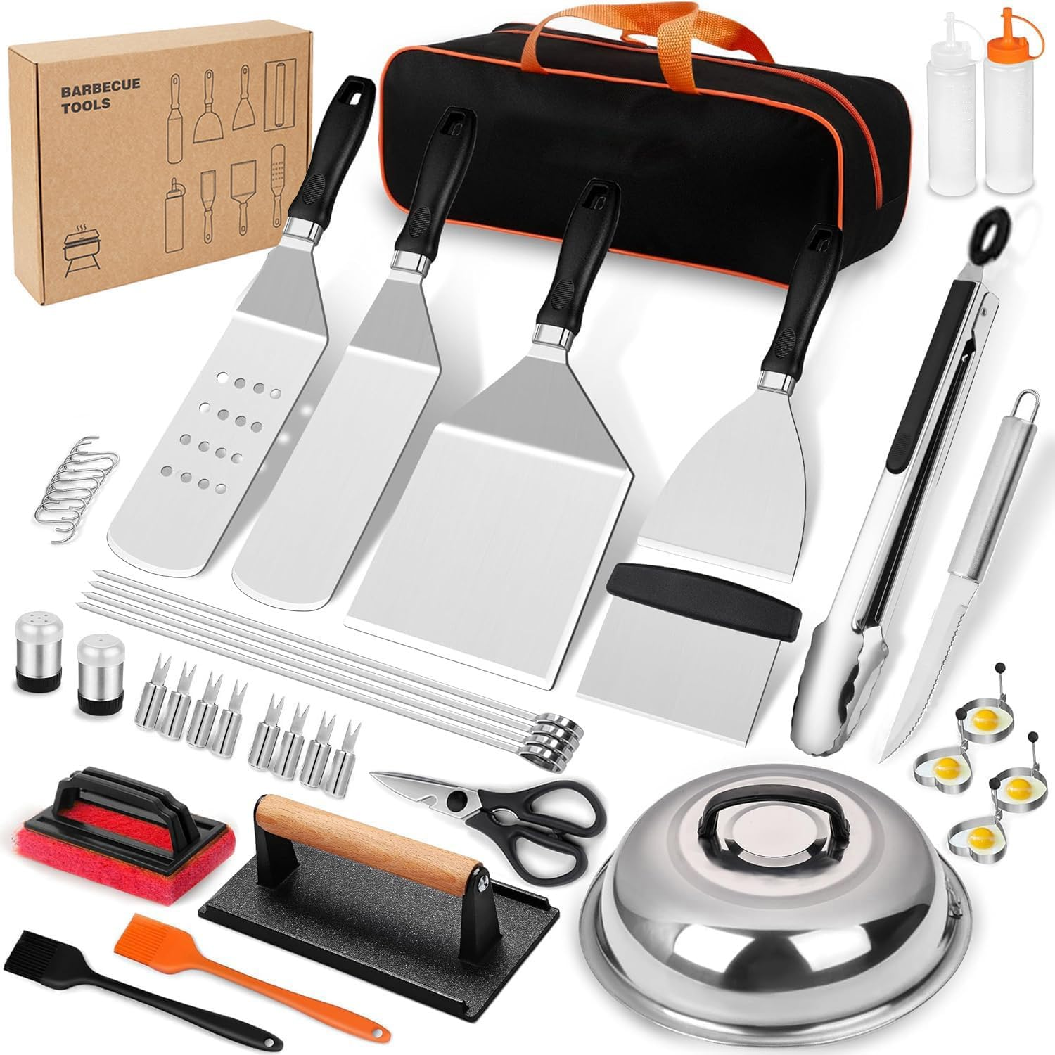 Dxzephious 42Pcs Griddle Accessories Kit, Flat Top Grill Spatula Set with Enlarged Spatulas, Melting Dome and Burger Press, Professional Hibachi Tools Gifts for Outdoor BBQ image number 3