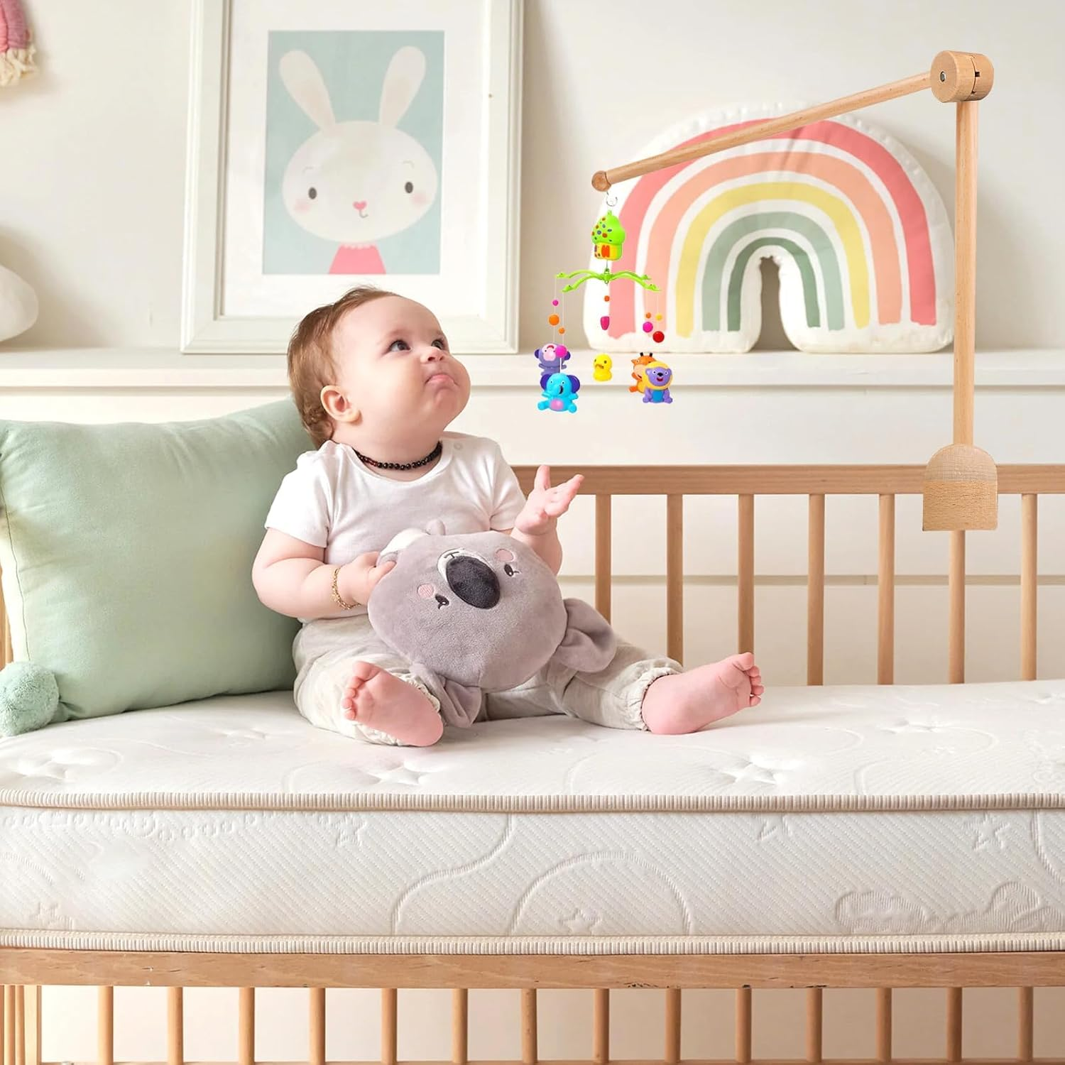 Wooden Crib Mobile Arm,Baby Cot Holder Height Adjustable for Nursery Decor for Nursery Mobiles,Mobile Holder for Hanging Cots and Changing Tables Mobiles Chimes Toys image number 3
