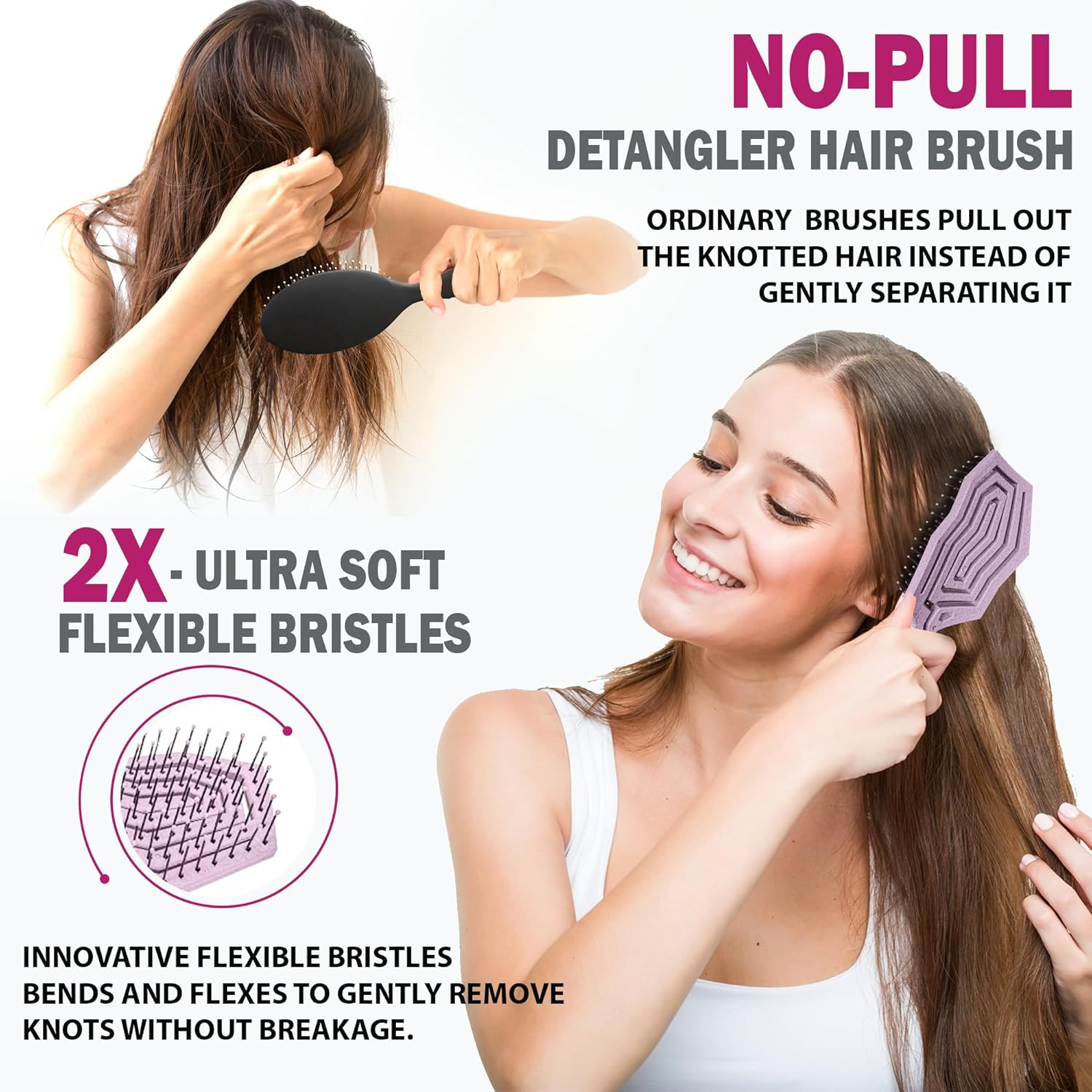 Fiora Naturals Hair Detangling Brush -100% Bio-Friendly Hair Detangler Brush W/Ultra-Soft Bristles- Glide through Tangles with Ease - for Curly, Fine, Women, Men, Kids, Toddlers, Wet and Dry Hair - Green image number 5
