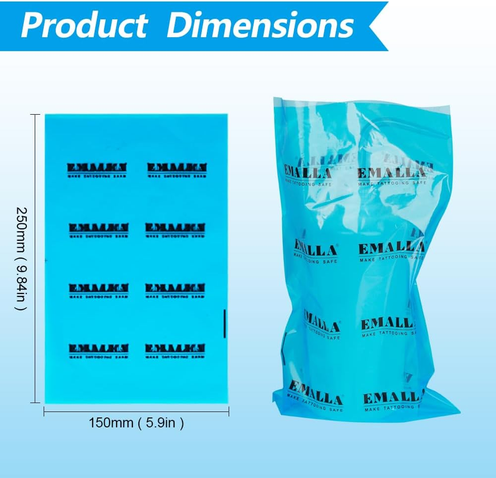 Emalla 250Pcs Tattoo Wash Bottle Bags Blue Squeeze Bottle Bag 9.8In X 5.9In Waterproof Cover for Tattoo Supply Machine Cleaning Kit image number 4