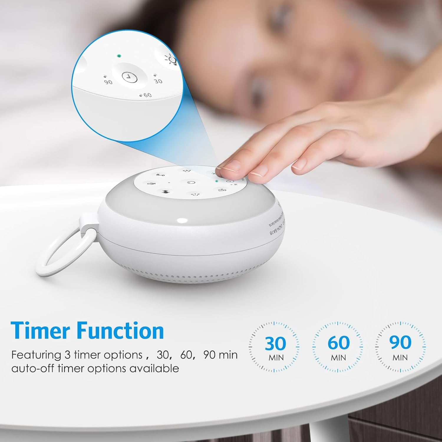 Musotica White Noise Sound Machine for Baby & Adult Sleeping, 24 Soothing Sounds, 7 Color Night Light, 3 Timer Options, Wireless Speaker, Portable Size, Noise Canceling image number 2