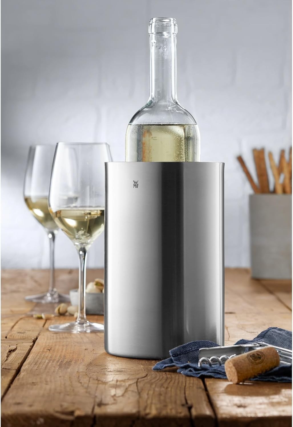 WMF Clever&More Champagne Wine Cooler Stainless Steel 19.5 Cm Bottle Cooler Double Walled Keeps Cooler Longer Champagne Cooler Wine Cooler Ice Cube Tray Matte