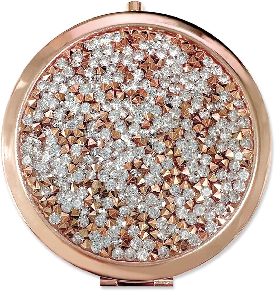 TEAONE Portable Compact Mirror, 1 PCS Mini Makeup Mirror for Travel, Handbag and Pocket (7Cm/2.75In, Rose Gold) image number 5