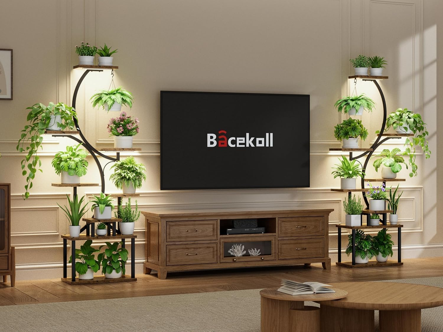 Plant Stand Indoor with Grow Lights, 8 Tiered Indoor Plant Shelf, 62" Corner Plant Stands for Indoor Plants, Metal Plant Flower Display Shelves, S-Shaped Plant Rack for Home, Patio, Black image number 6