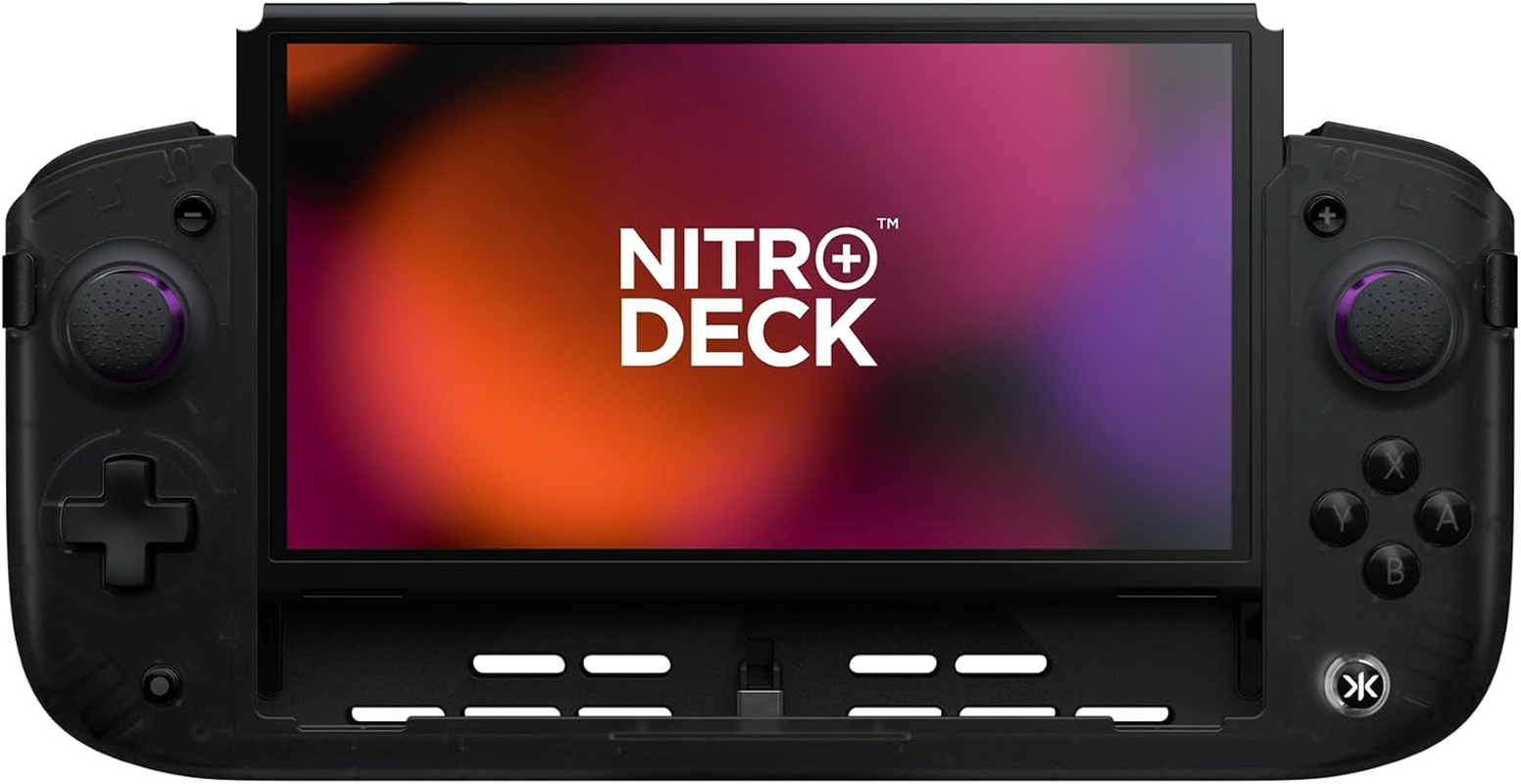 CRKD Nitro Deck+ Handheld Pro Controller for Nintendo Switch & OLED Model - TV Dockable - Programmable Sidekicks & Back Buttons - True Collection System (Clear White Edition)