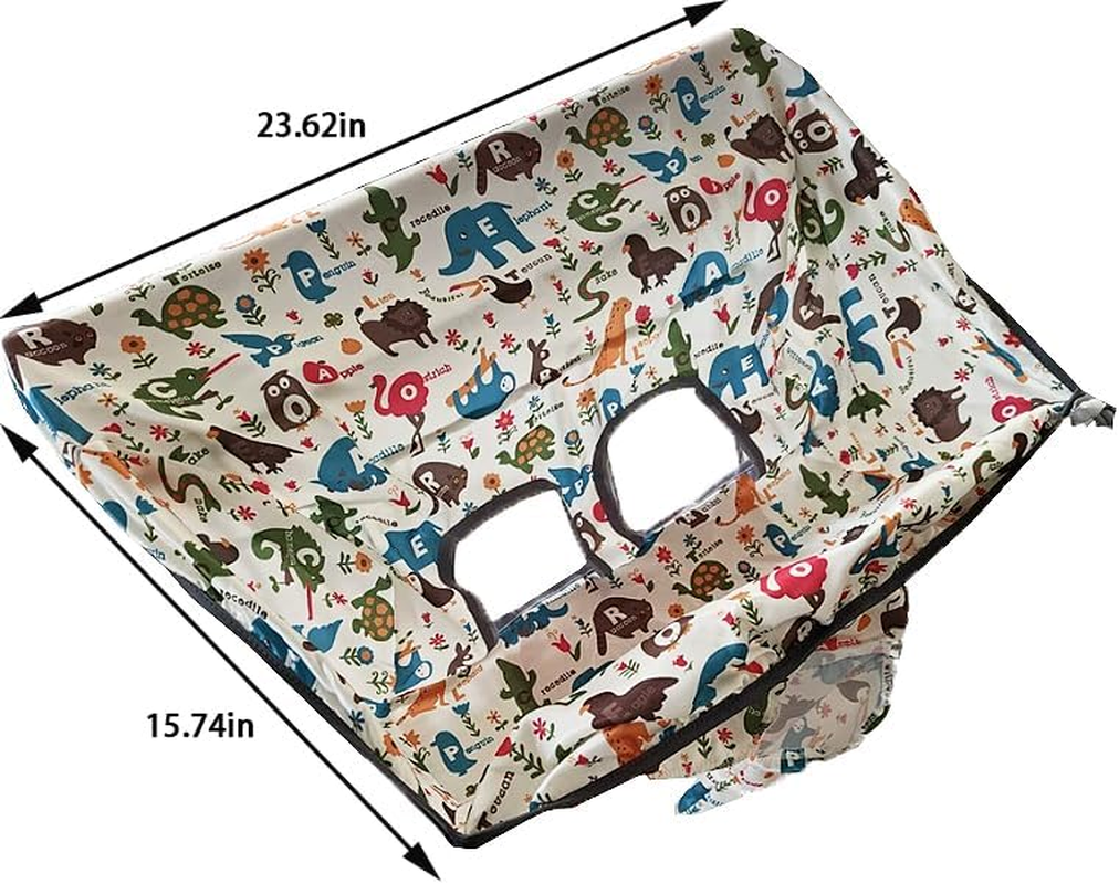 Shopping Cart Cover, High Chair Cover Seat, Grocery Cart Hammock, Portable 2-In-1 Design, Includes Free Carry Bag for Market and Resturant Use (Cute Zoo) - Zoo image number 3