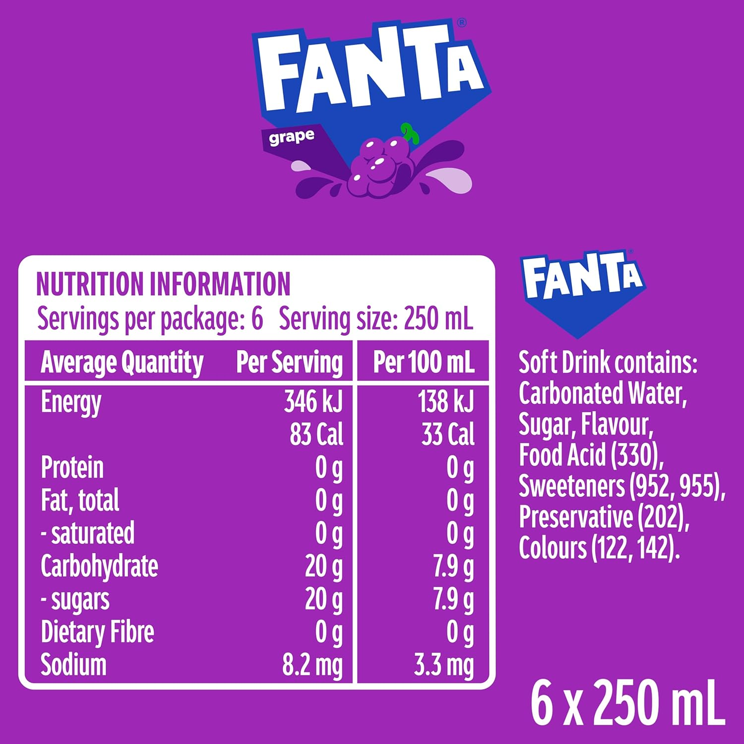 Fanta Grape Soft Drink Multipack Cans 24 X 250Ml image number 3