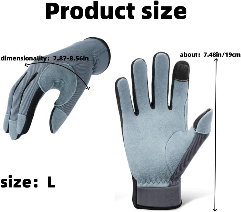 Lightweight Work Gloves,Touch Screen Flex Deerskin Leather Garden Gloves for Yard Working, Gardening, Cycling, DIY and Builders for Men Women (Gray) image number 5