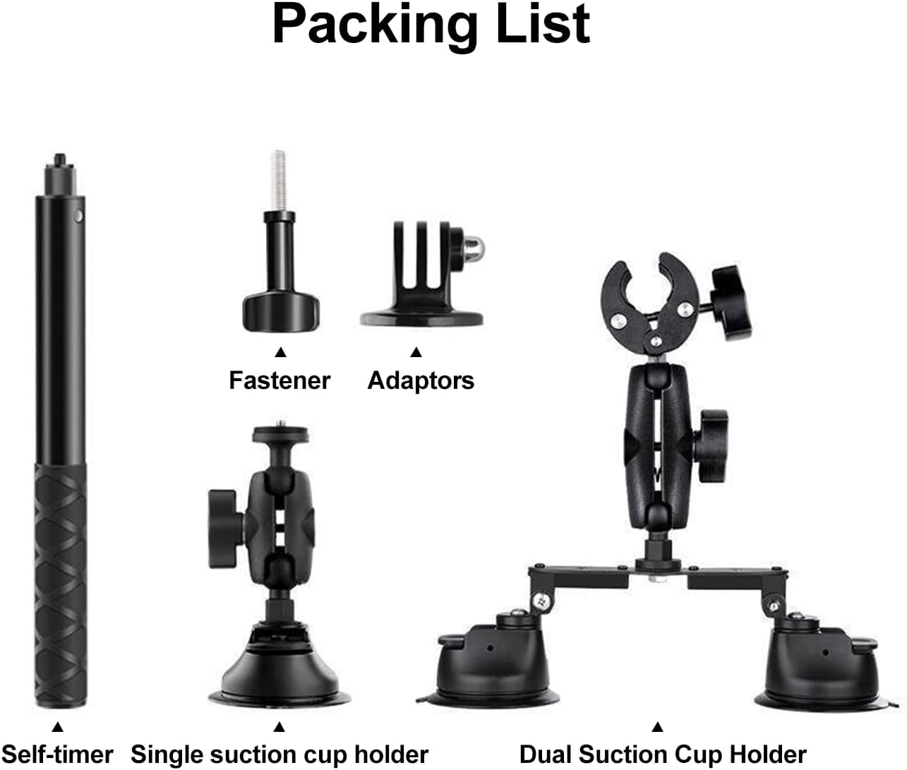 HOOMFIT Triple Suction Cup Car Mount Kit for Insta360 X4/X3 with Telescopic Pole, Can Be Mounted on the Car Window or Windshield, Compatible with Sports Camera Panoramic Shooting. image number 2