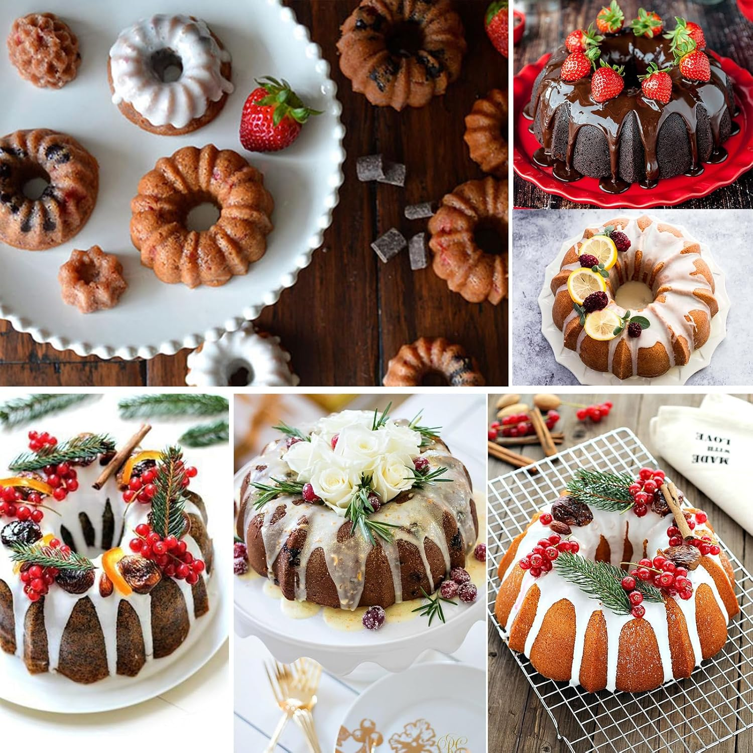 Sidosir Mini Fluted Tube Cake Pan, 6 Cavity Heritage Fluted Tube Cake Silicone Mold for Family Baking,Non Stick Fancy Design Molds for Fluted Tube Cake, Mousse Cups, Jelly - Original image number 3