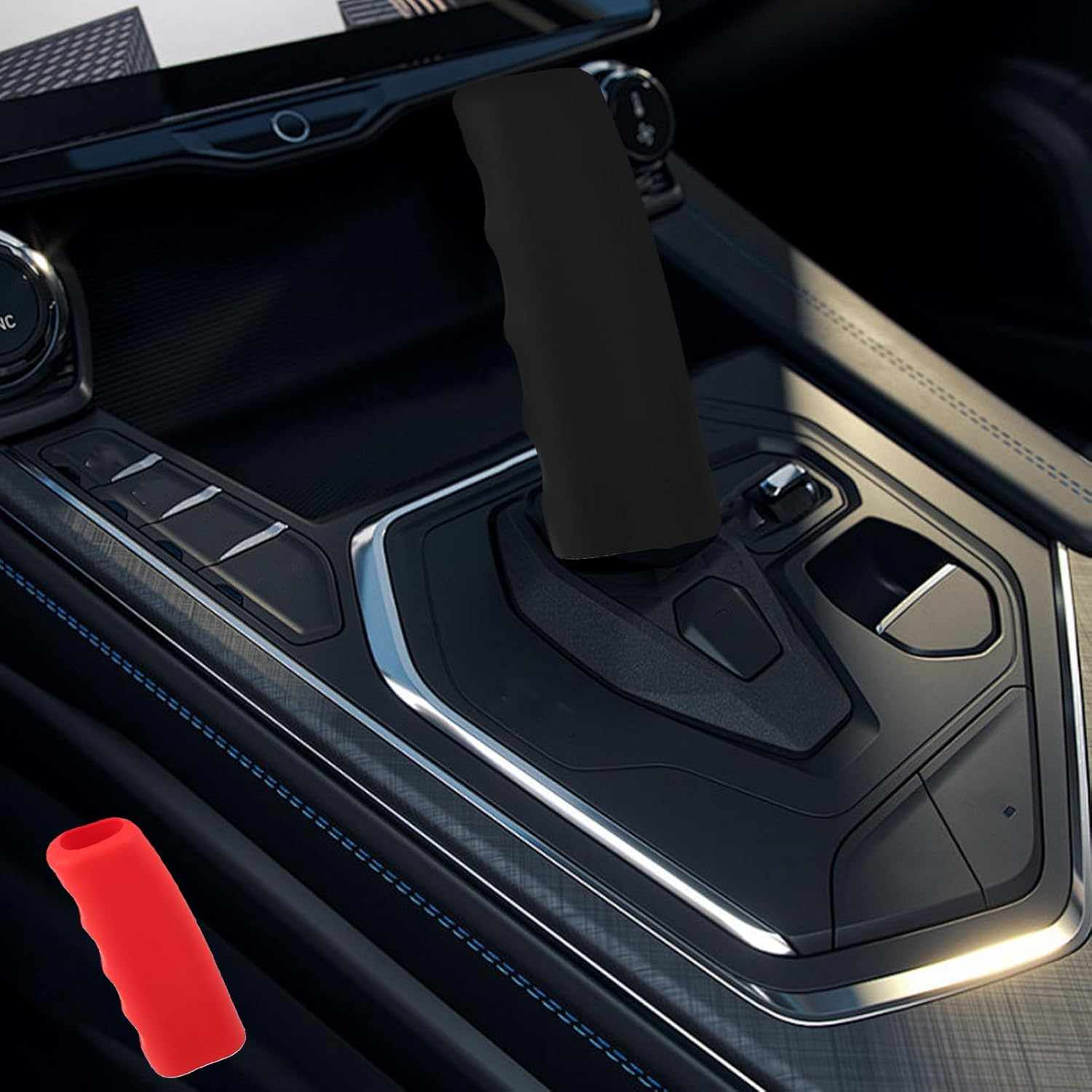 Silicone Car Hand Brake Cover & Gear Shift Knob Cover - Non-Slip Auto Protector, Soft Durable Silicone Sleeve for Vehicles, Easy Install Elegant Interior Trim Accessories - Red image number 7