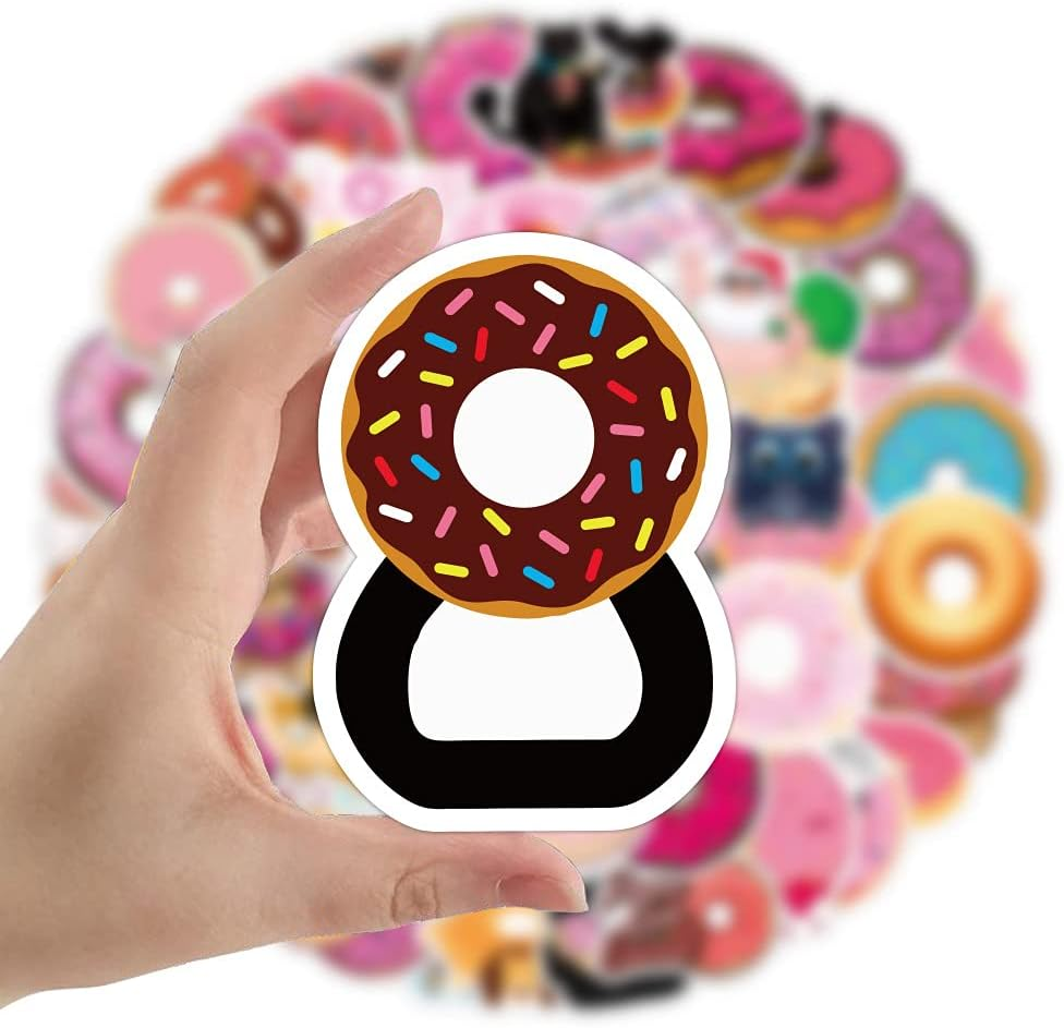 Donuts Stickers 100Pcs, Cute Sweet Food Doughnut Decals for Kids Teens Teacher Party Favors Reward for Water Bottles Luggage Computer Scrapbook Skateboard Guitar Greetings Cards DIY Decorations image number 6