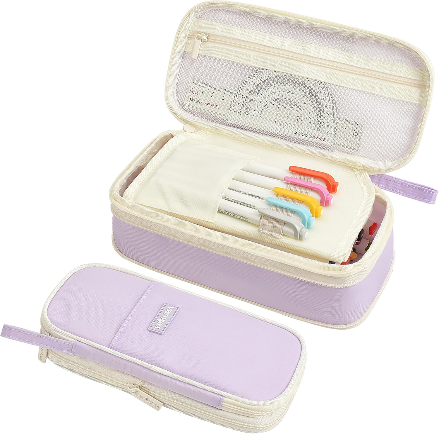 YOKUMA Pencil Case Cute Pencil Pouch for Girls Big Capacity Pen Bag Box, Kawaii Aesthetic College School Supplies for Student Teen Adults Preppy, Purple