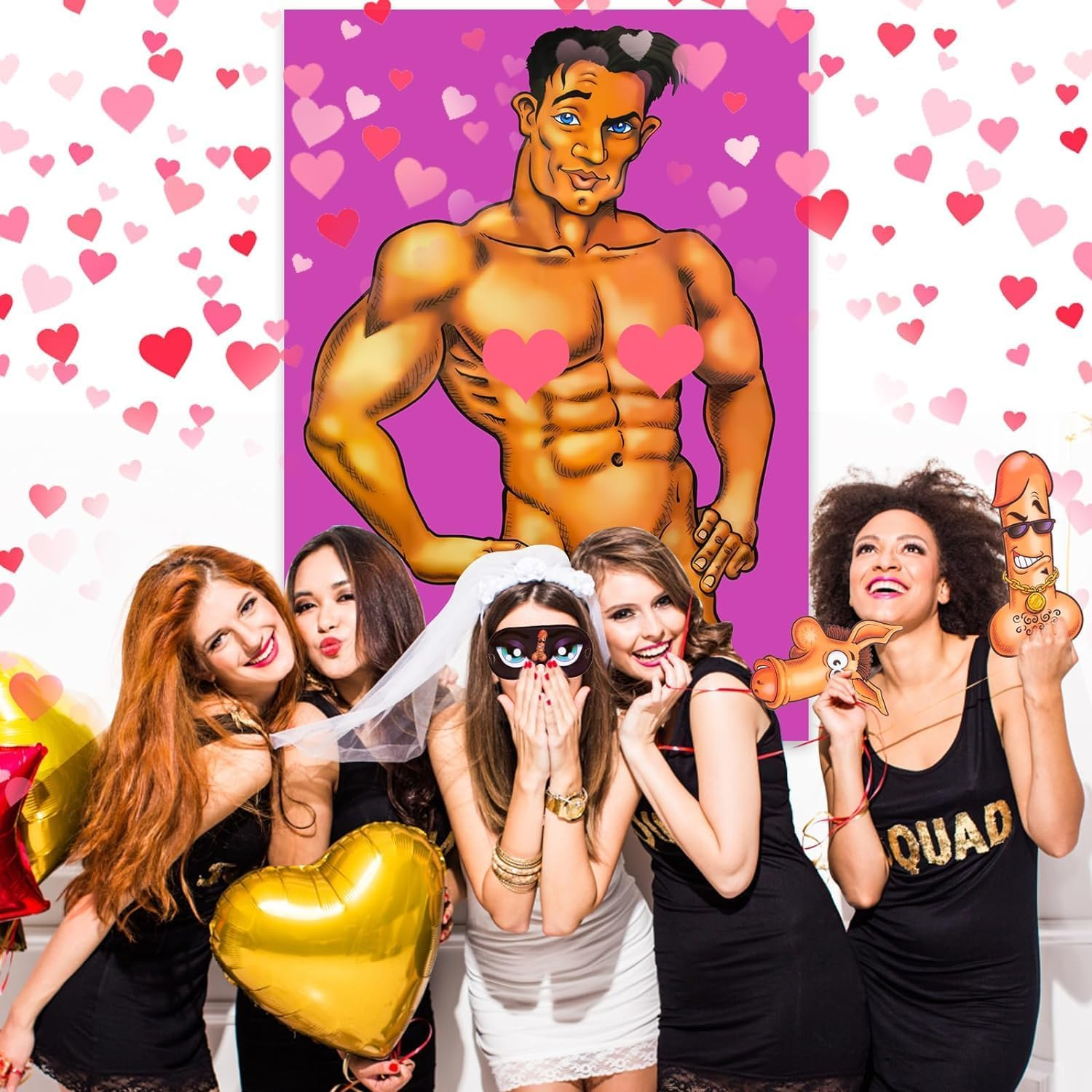 Pin the Junk on the Hunnk Bachelorette Party Game, Hen'S Night, Party Favors for the Bride, Girls Hen'S Night Games， Ladies Night Out， Birthday Party，Bridal Showers image number 1