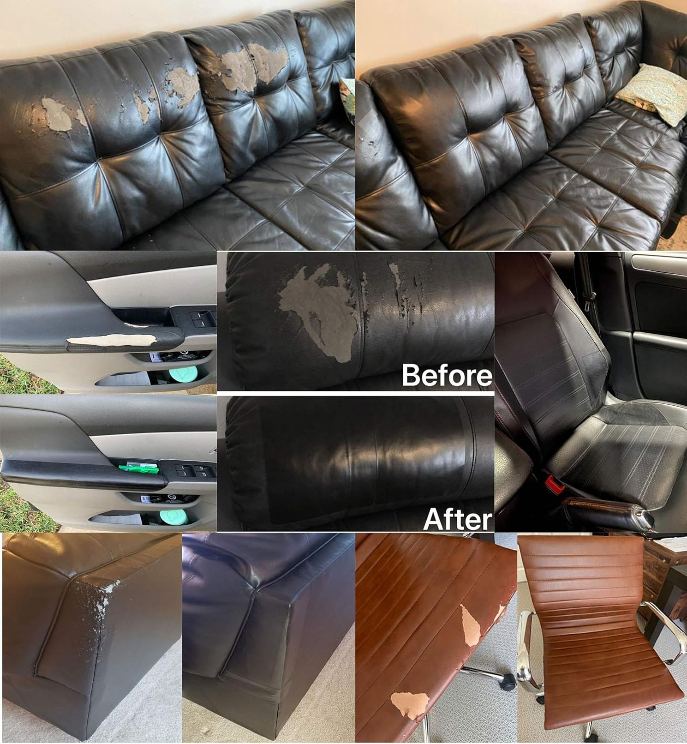 Leather Repair Patch for Couches 17X55Inch Large Self-Adhesive Refinisher Cuttable Reupholster Tape Patches Kit for Couch Car Seats Furniture Sofa Vinyl Chairs Fabric Fix(Beige White, 17X55 Inch) image number 7