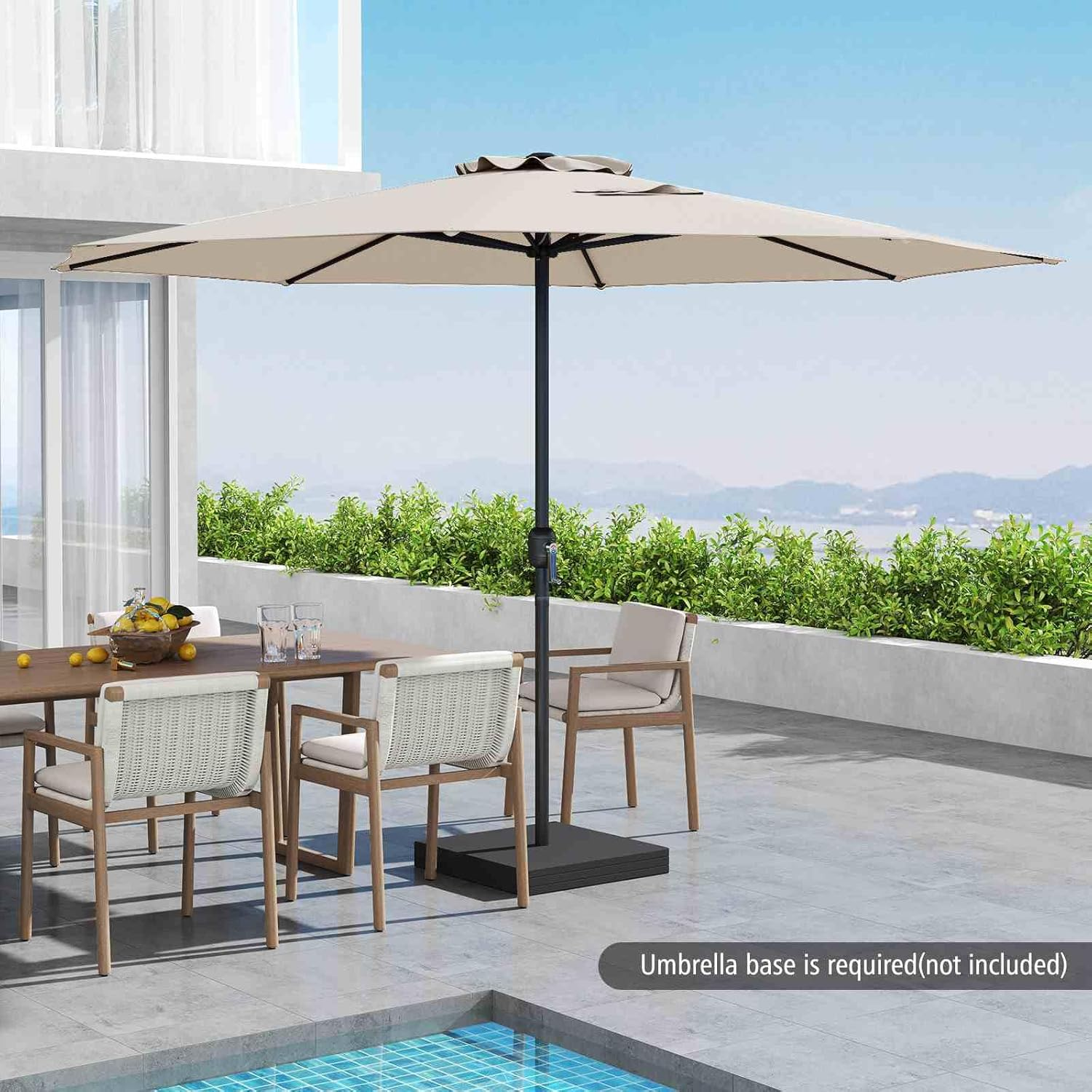 Costway 3.6 M Patio Umbrella, Outdoor Market Umbrella W/Crank Handle, 8 Sturdy Ribs, Double-Tiered Table Umbrella, Sun-Protective Waterproof Canopy round Parasol for Garden Backyard Deck Pool Lawn image number 5