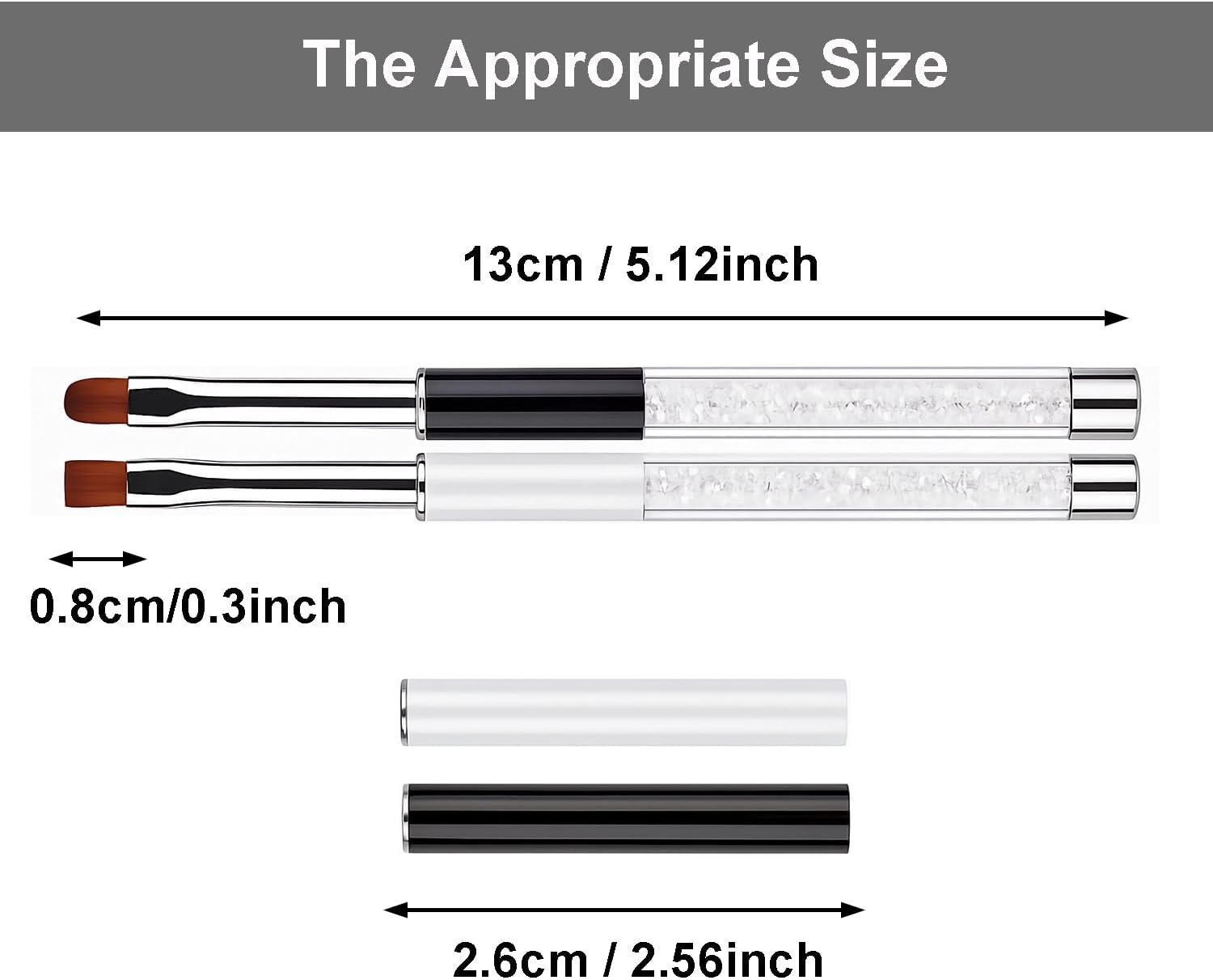 2Pcs Oval & Flat Nail Gel Brush Set &ndash; Acrylic Nail Art Brushes with Rhinestone Handle &ndash; UV Builder Gel Brush for Acrylic Nails, DIY & Salon Use image number 1