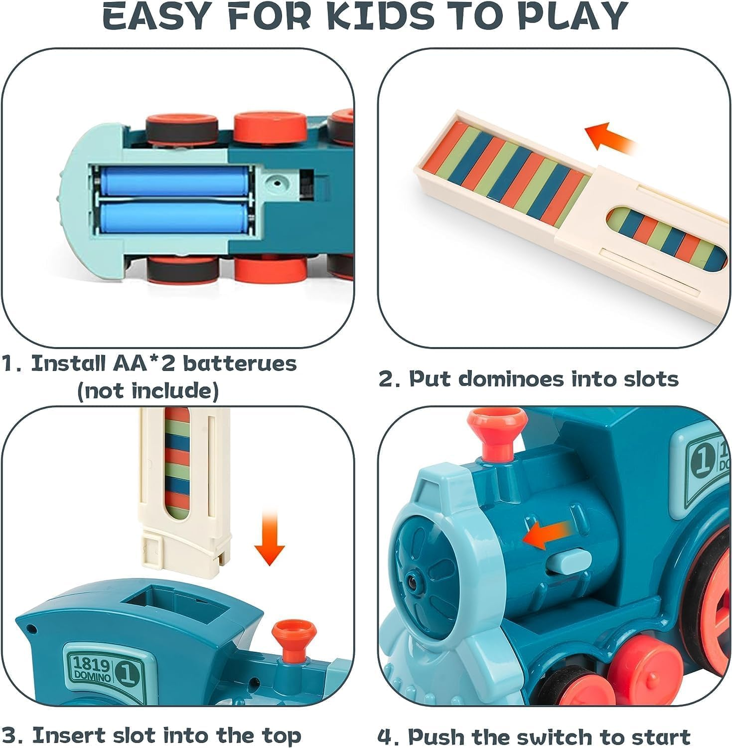 Linzezon Domino Train Toys, 200PCS Automatic Dominoes Kids Games for 3 Year Old Boys, Summer STEM Montessori Toy Autistic Toddler, Christmas Birthday Gifts Age 3-12 image number 5