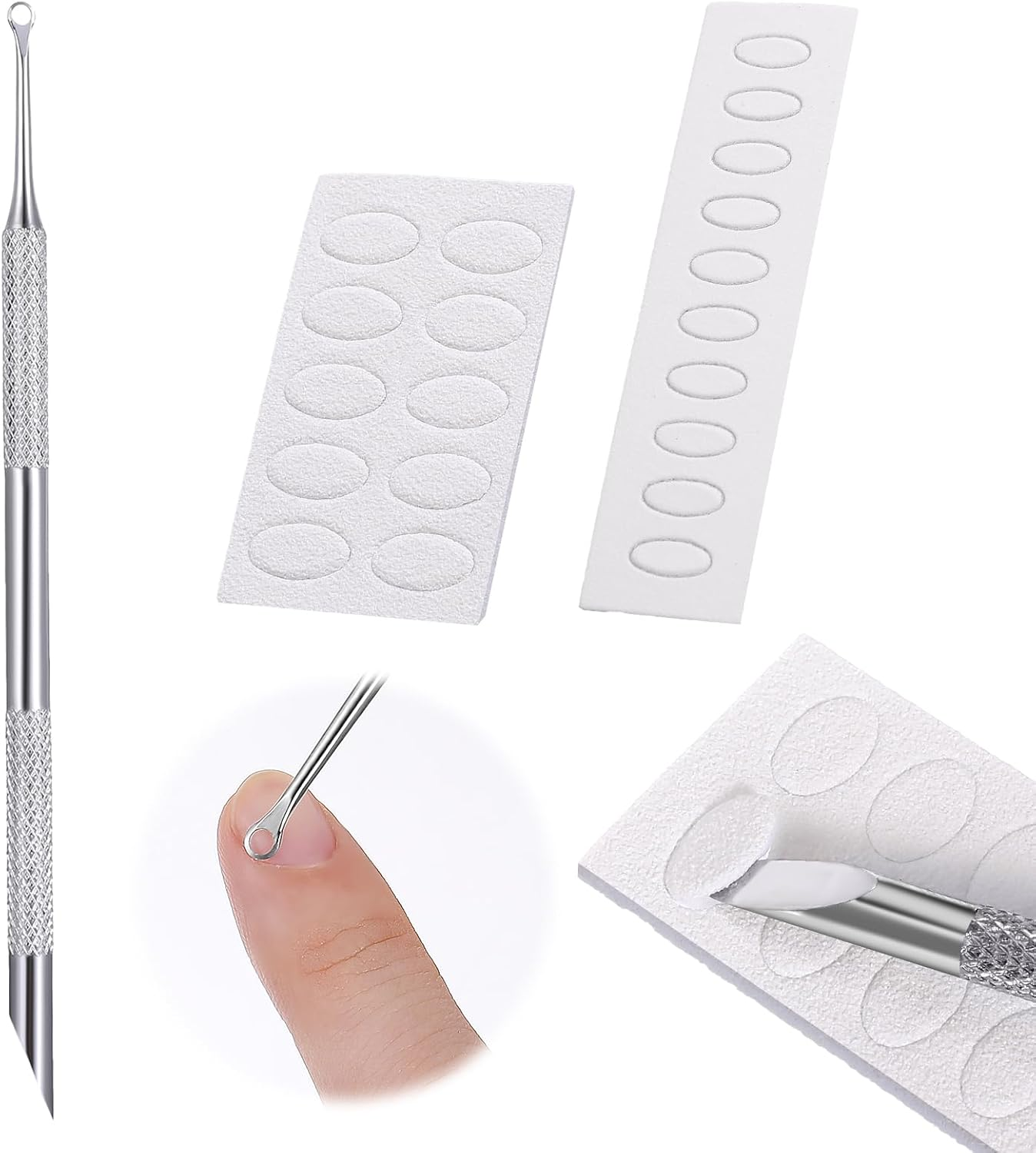 Qianyu Cuticle Pusher Stainless Steel Prep Nail Pushers Dual Ended Dead Skin Gel Nail Polish Remover Cuticle Cutter Peeler Cleaner Tool with Sandpaper Sheets for Nail Care Art Manicure Pedicure image number 2