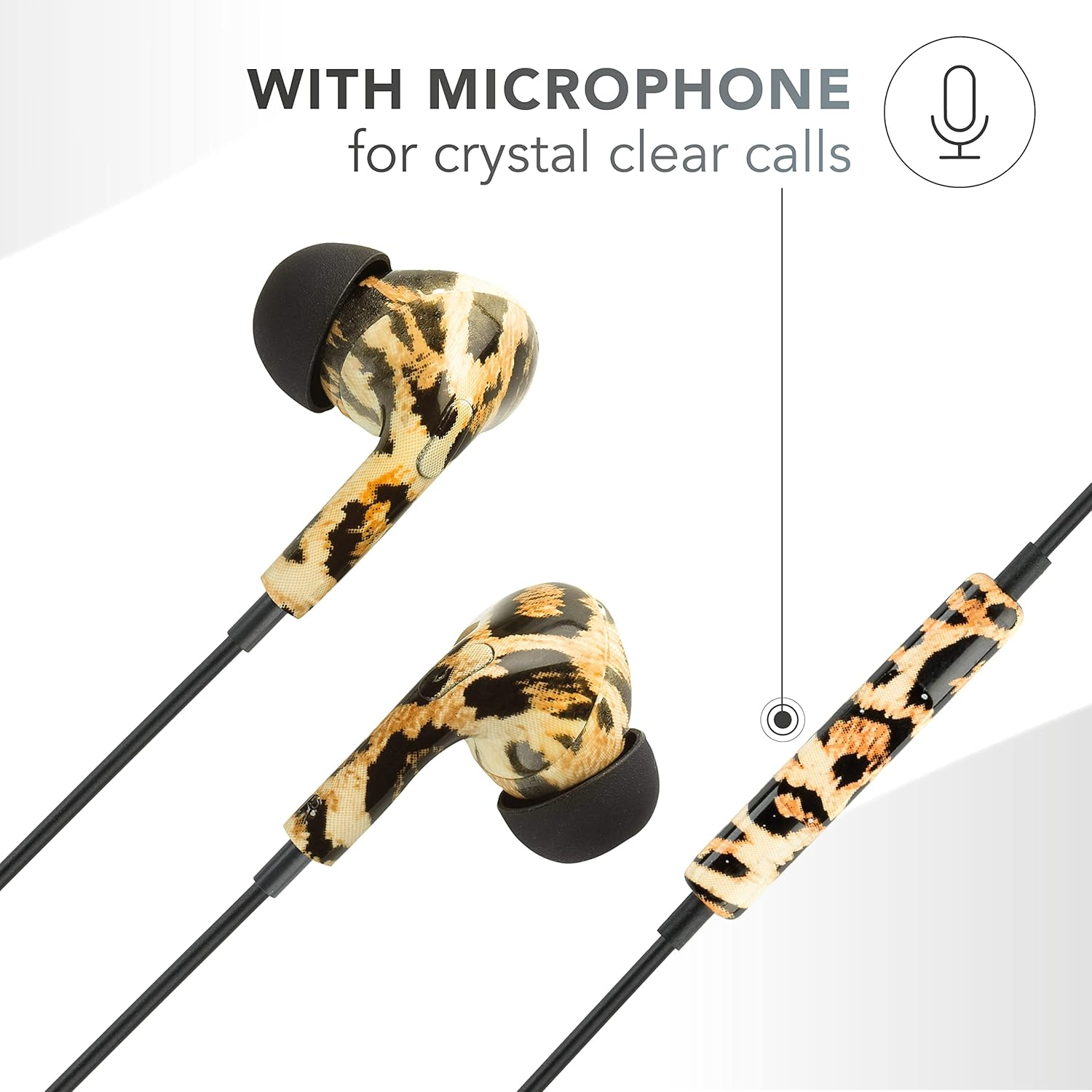 Music Sound | Fantasy Intra-Auriculaires Wired Headphones | Wired In-Ear Headphones with Microphone - 3.5Mm Jack - 1.2M Tangle-Free Cable - Animalier Design - Flower image number 6