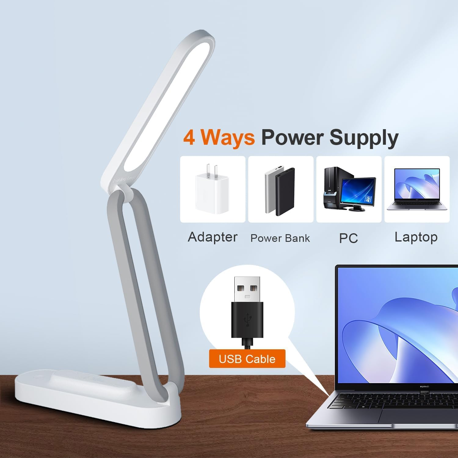LED Desk Lamp for Office Home & Battery Operated Lamp Rechargeable Lamp Foldable & Portable Light, Bedside Table Lamp LED Desk Light Strip, 3 Brightness Dimmable Small Desk Lamp Wireless Reading Lamp image number 6