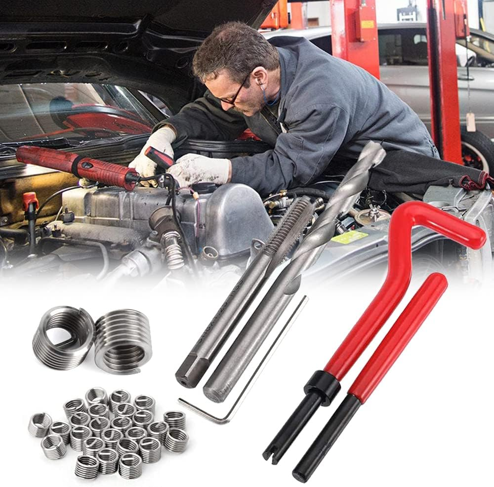 30 Pcs Stripped Thread Repair Insert Kit, Stainless Steel M6 X 1Mm Damaged Thread Repairing Tools, Rethread Recoil Repair Kits Compatible Hand Tool Set for Automatic Repairing