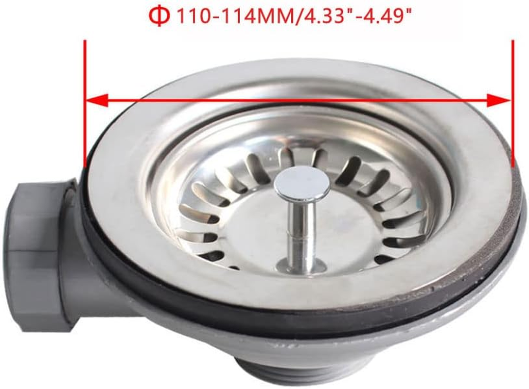 Kitchen Sink Collection, 114Mm Kitchen Stainless Steel Sink Drain Strainer Waste Plug with Square Overflow (Round) image number 2