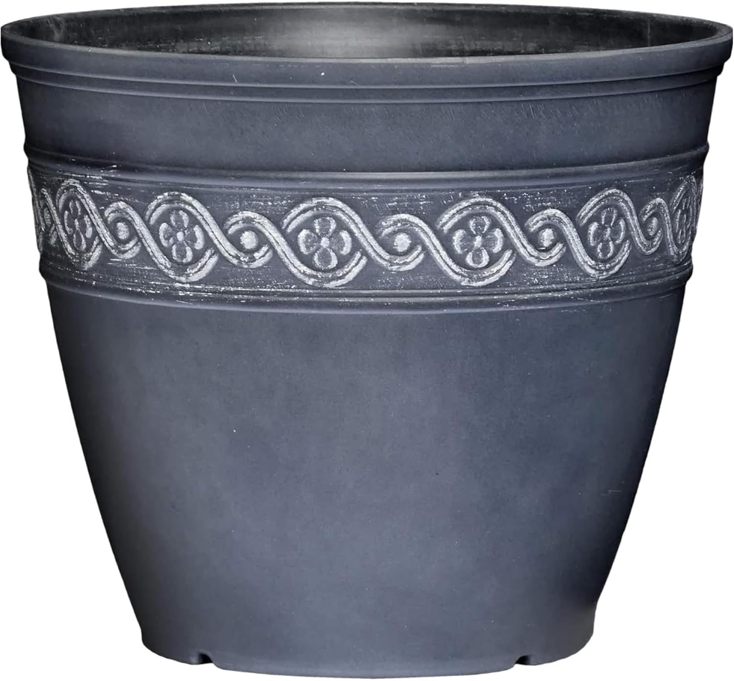 Classic Home and Garden Corinthian Resin Flower Pot Planter, Storm Blue, 13" image number 2