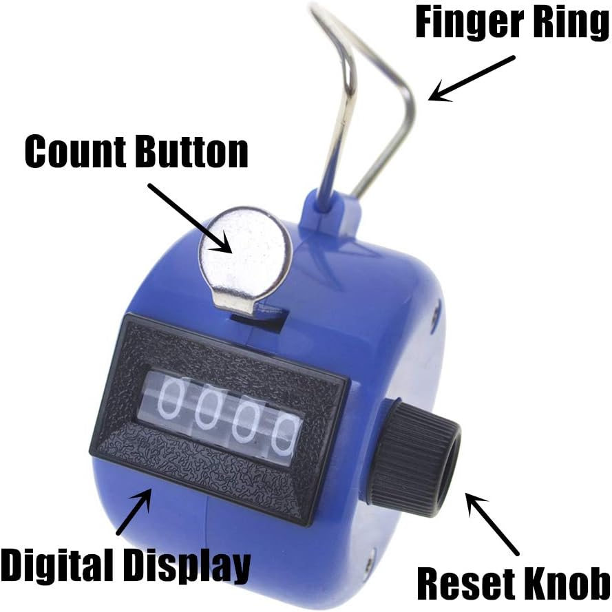 TOPTIE 2 PCS Clicker Counters, Plastic Mechanical Number Pitch Counters, 4-Digit Tally Counters for Sports Events - Blue image number 6