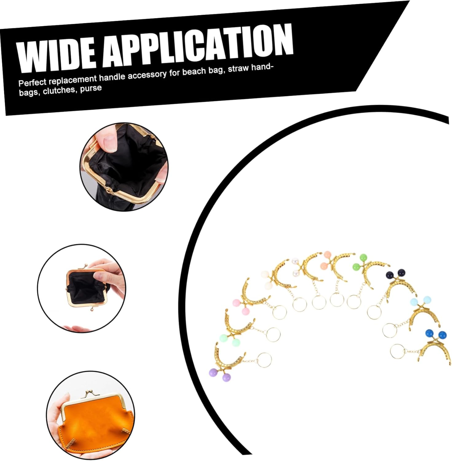 Tofficu 10Pcs Metal Purse Clasp Frame for DIY Handbag Craft Keychain Wallet Accessory Bag Bead Lock Clasp for Women Coin Purses Pouches