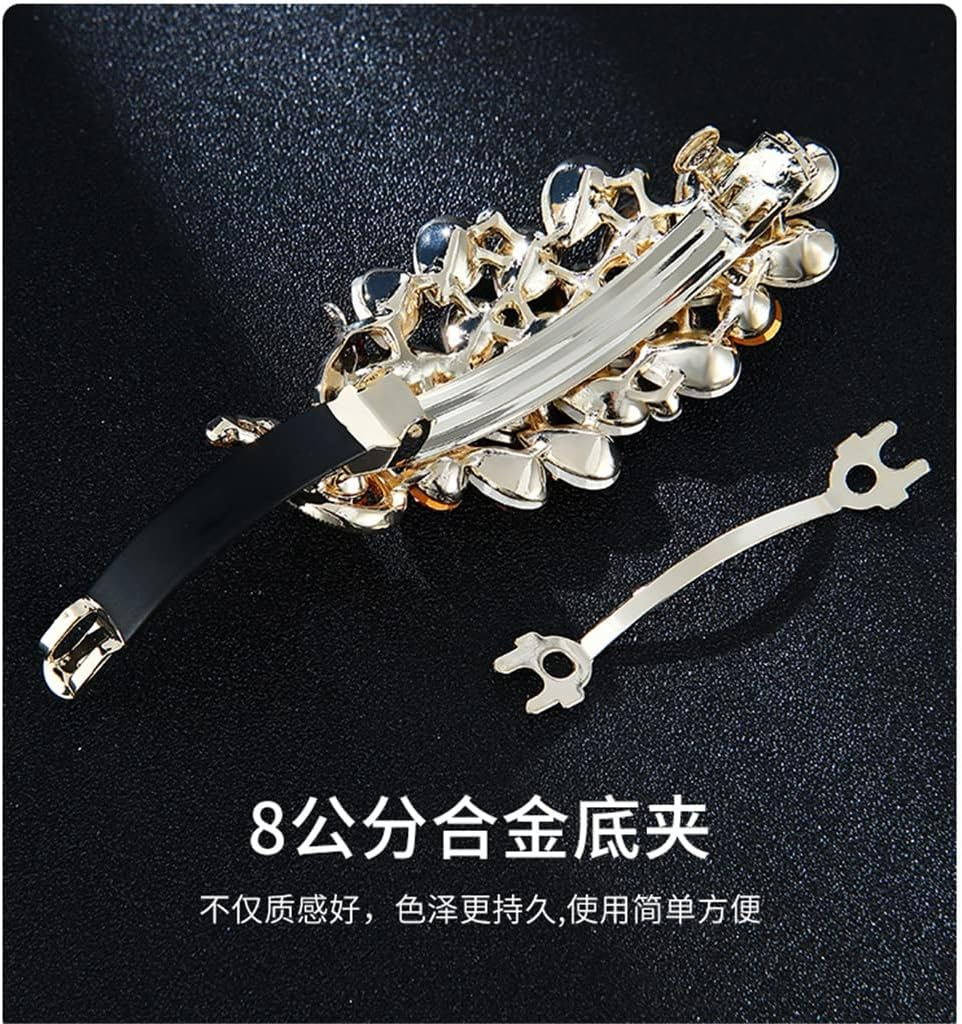 Rhinestone Hairpin,Crystal Barrette,Curl Hair Clip,Peacock Hairpin Headdress Hairpin Female Back Head Rhinestone Clip Hair Accessories Word Clip Top Clip (Color : B, Size : 8.6 * 4.2M)